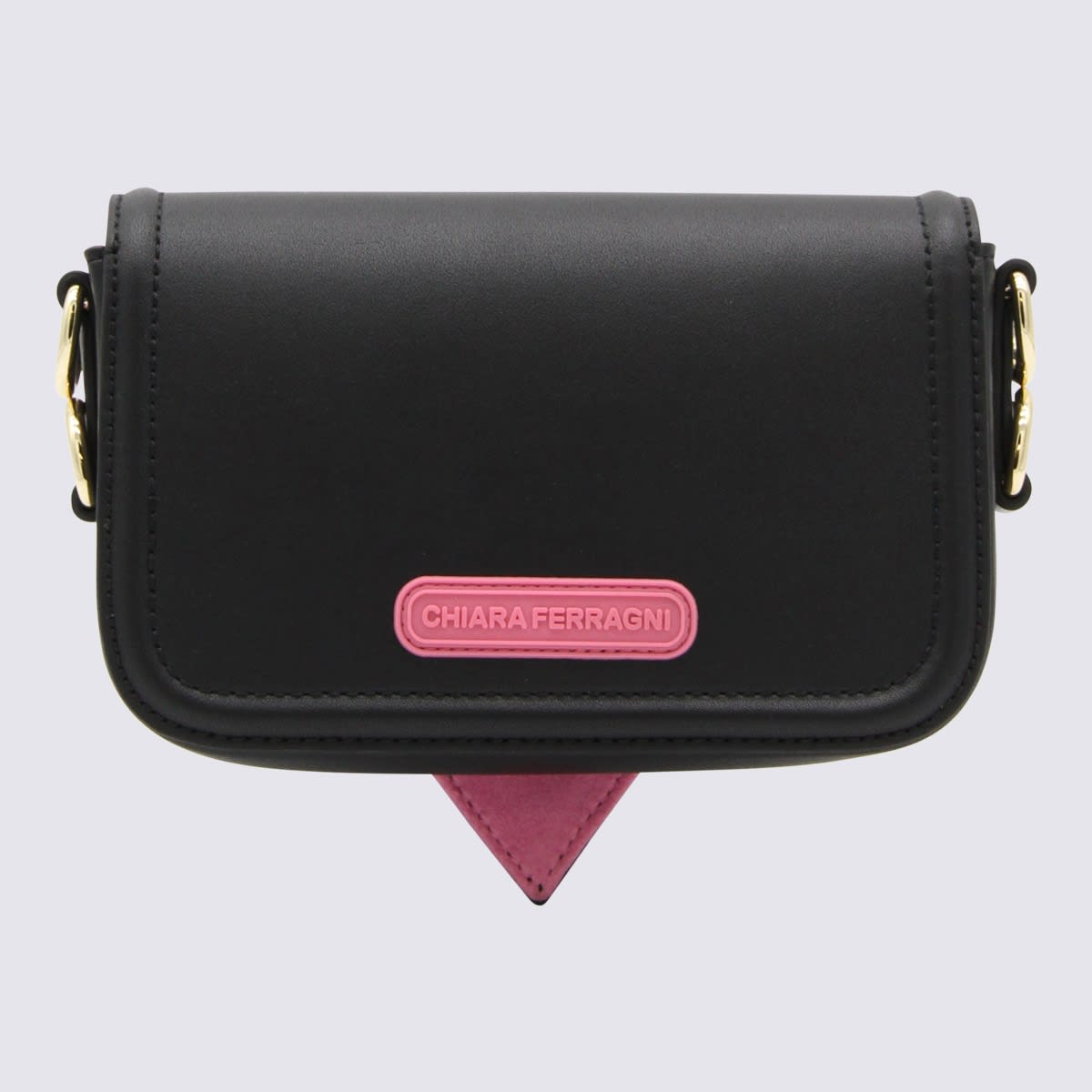 Shop Chiara Ferragni Black Faux Leather Eyelike Shoulder Bag