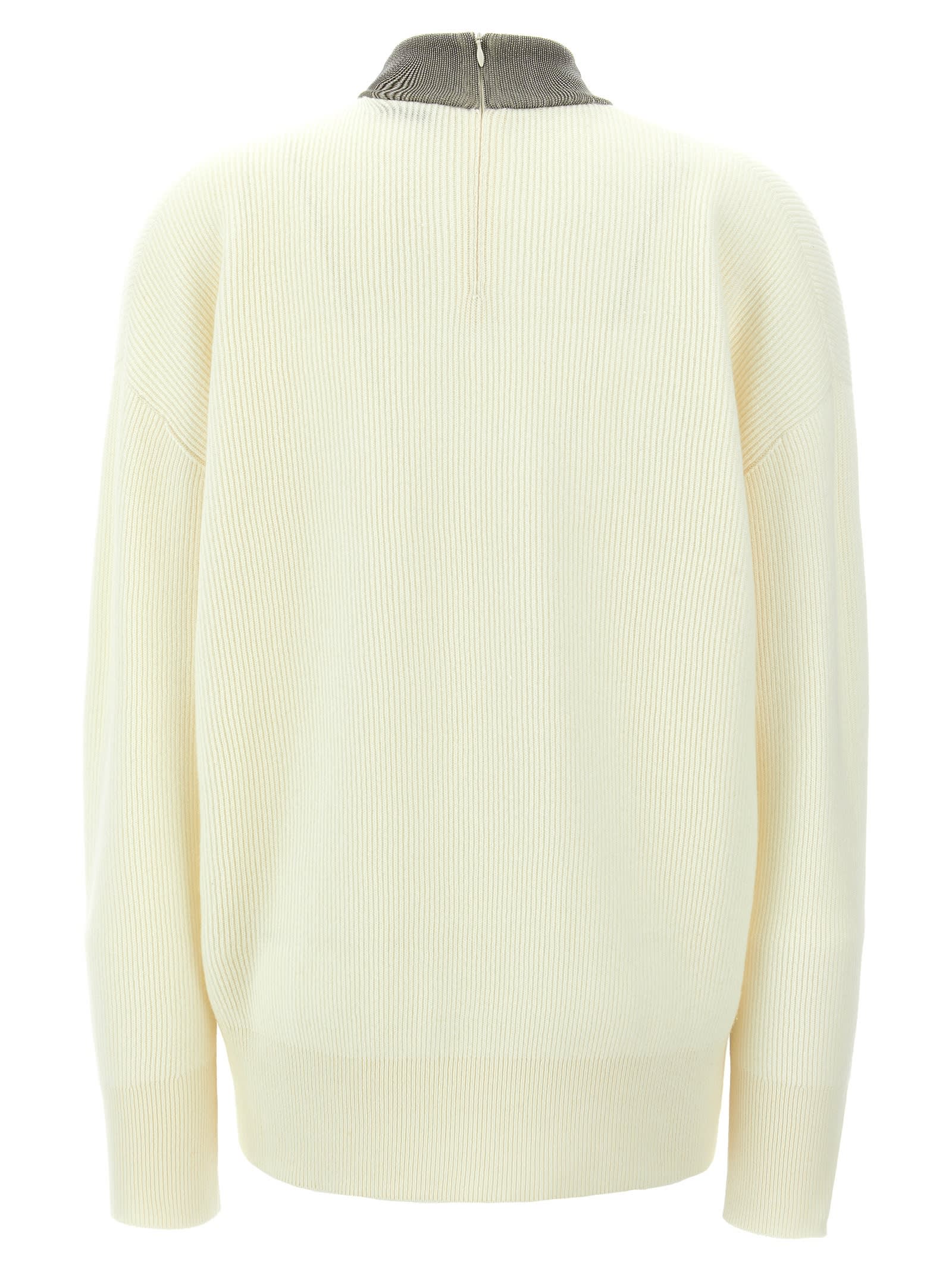 Shop Brunello Cucinelli Monile Turtleneck Sweater In White