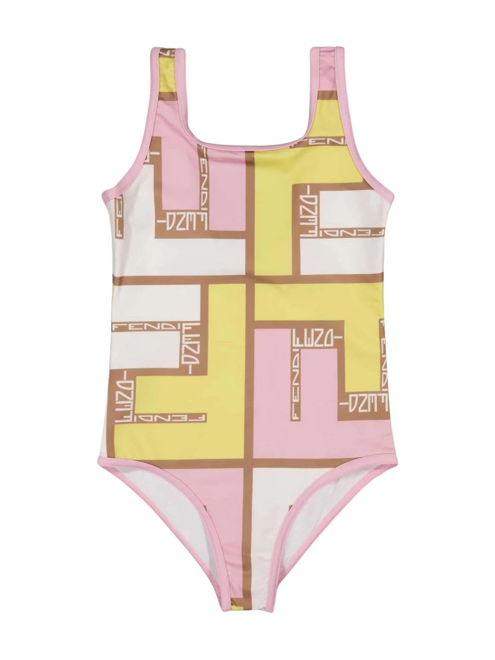 Shop Fendi Puzzle Swimsuit In Oq Pink