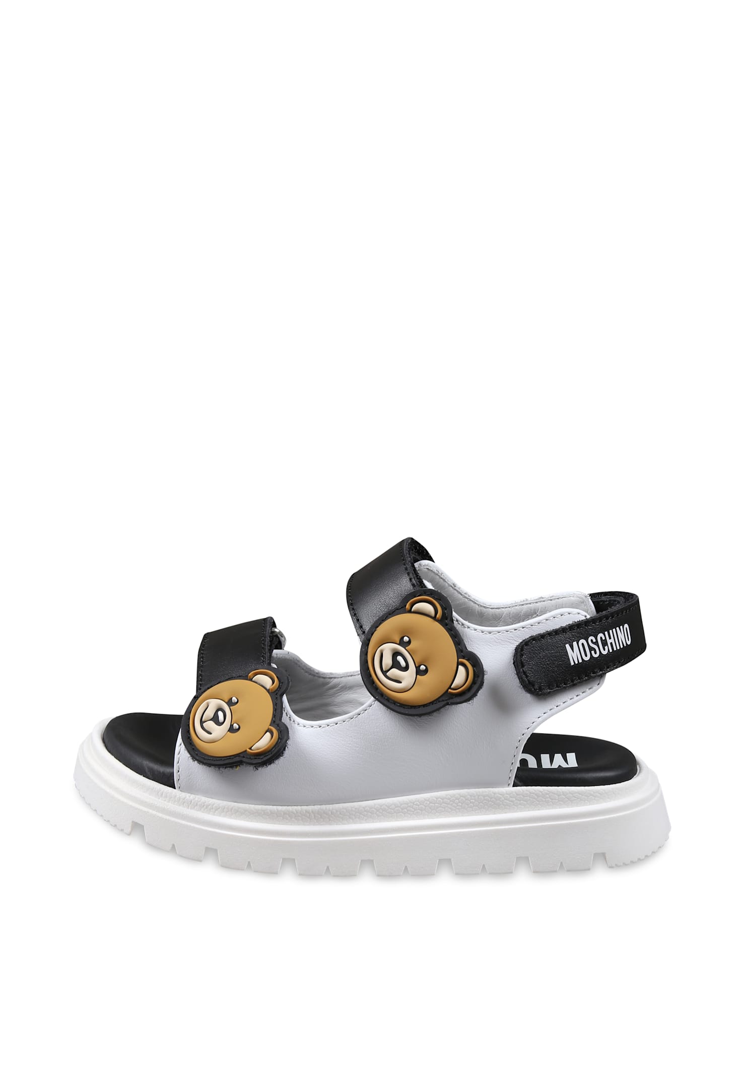 Moschino White Slippers For Kids With Teddy Bear In Multicolor