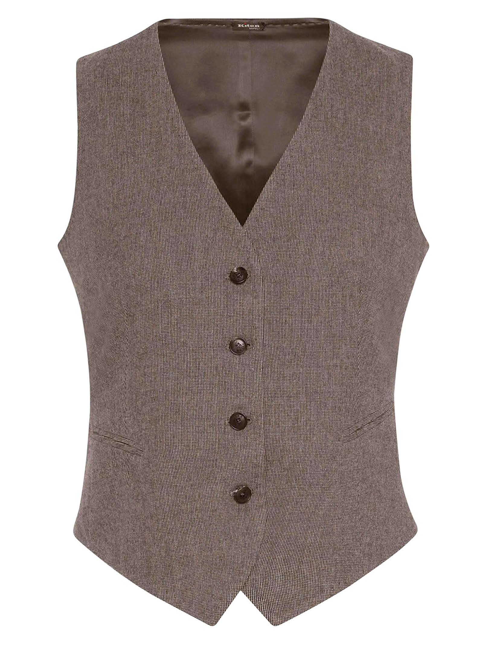 Shop Kiton Vest Virgin Wool In Beige