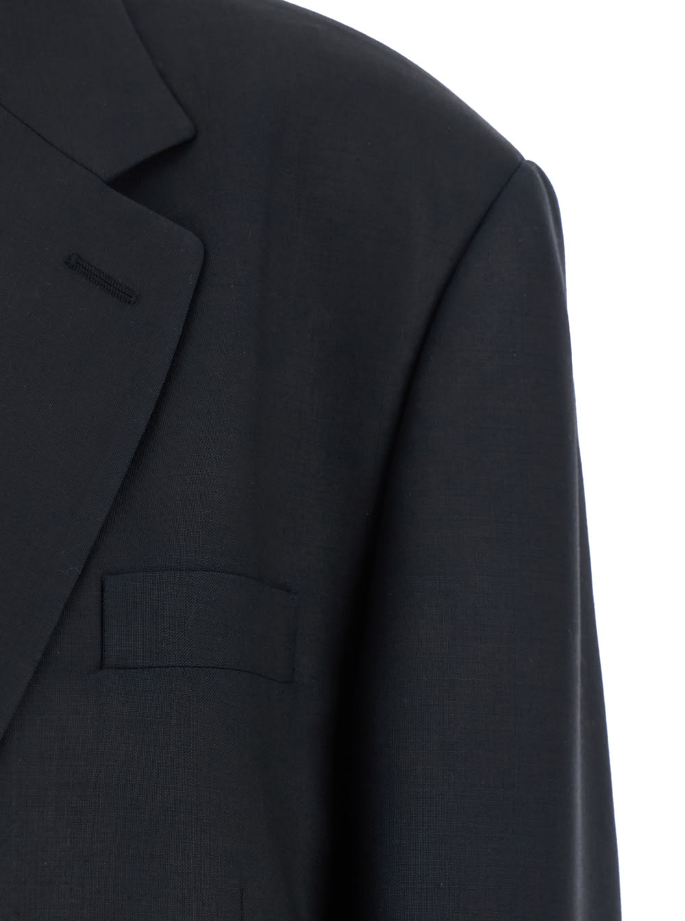 Maison Margiela Black Jacket With Classic Lapels And Logo Stitching On The Back In Mohair And Wool Blend Woman In Midnightblue