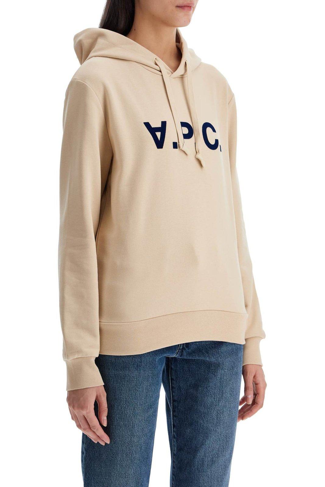 A. P.C. Logo Printed Drawstring Hoodie