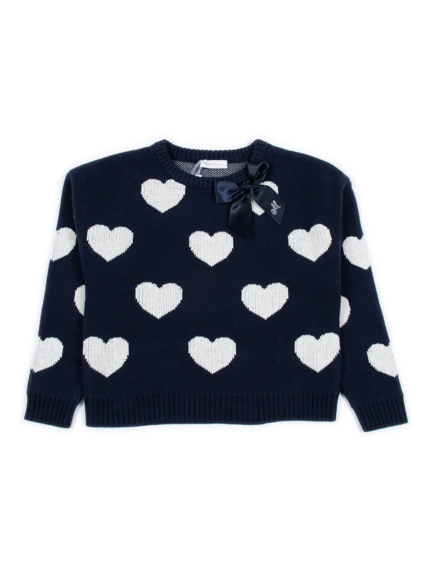 Monnalisa Cotton Wool Sweater In Black
