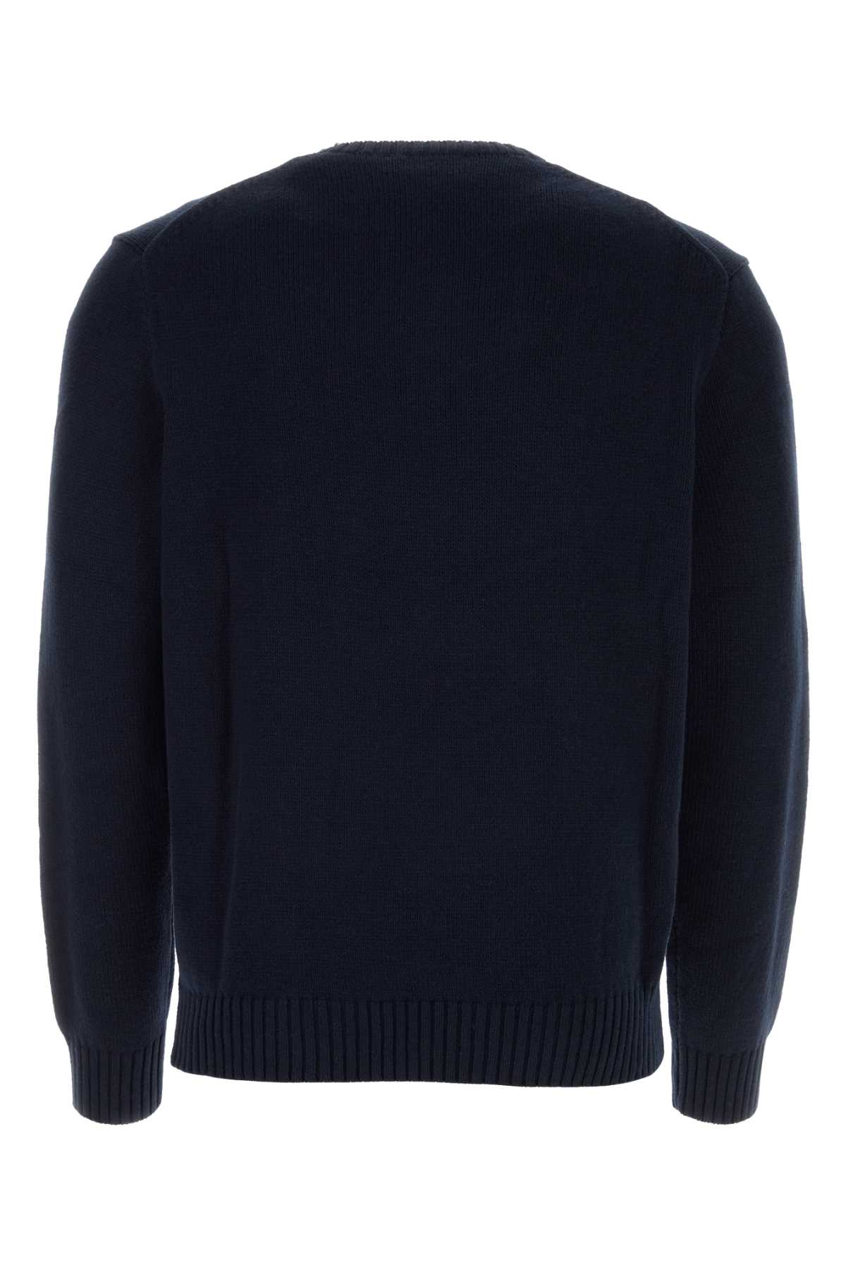Shop Polo Ralph Lauren Navy Blue Cotton Sweater