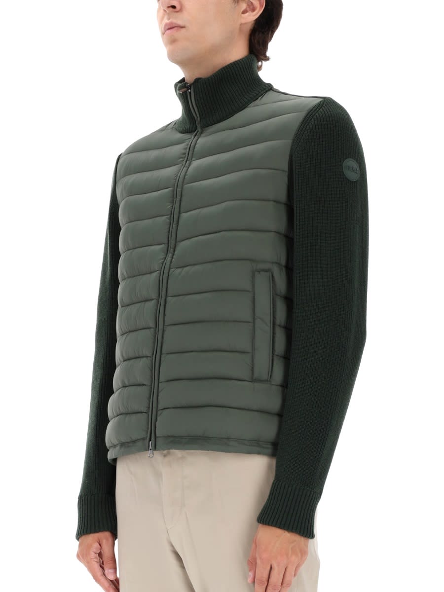 Colmar Hybrid Jacket With Knitted Sleeves In Green