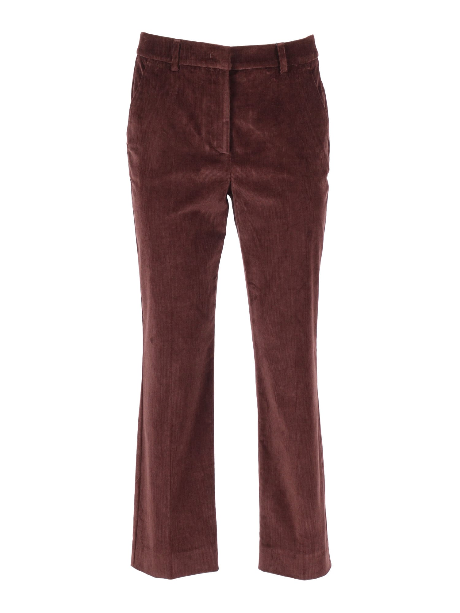 Weekend Max Mara Omens Wine-coloured Marruca Straight-leg Cotton-corduroy Trousers In Brown