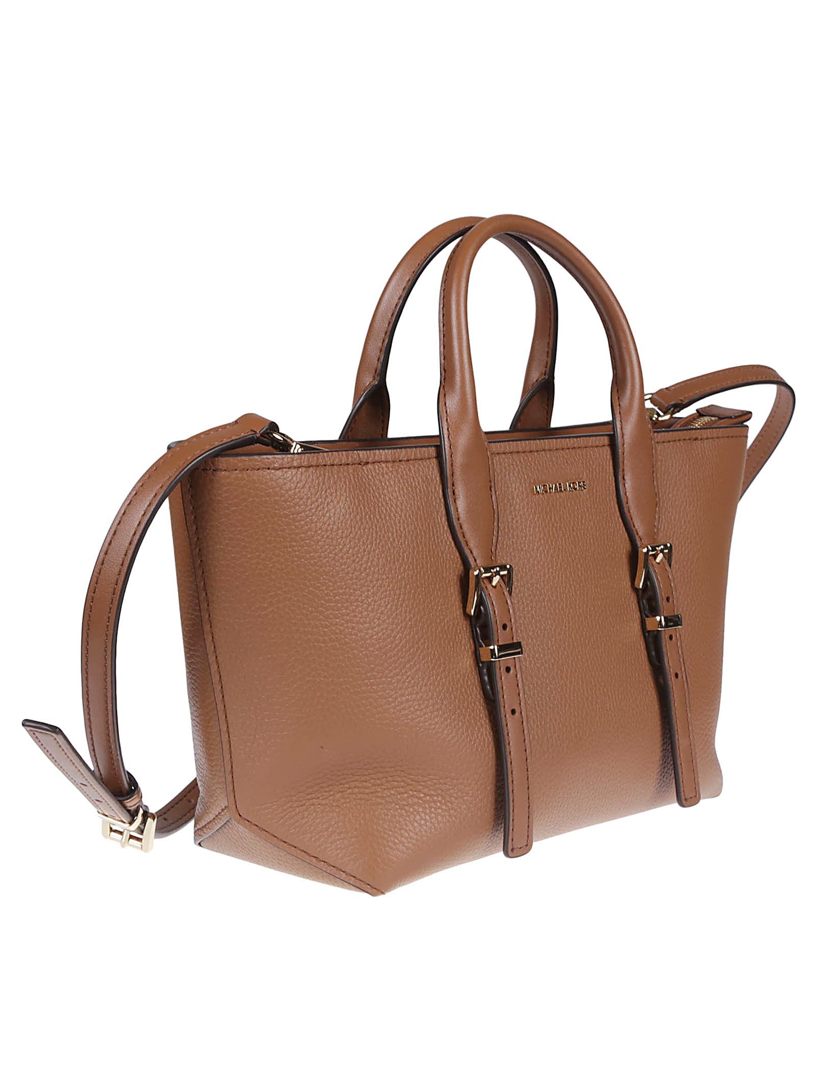 Michael Kors Moore Textured Tote Bag With Buckle Accents In Luggage