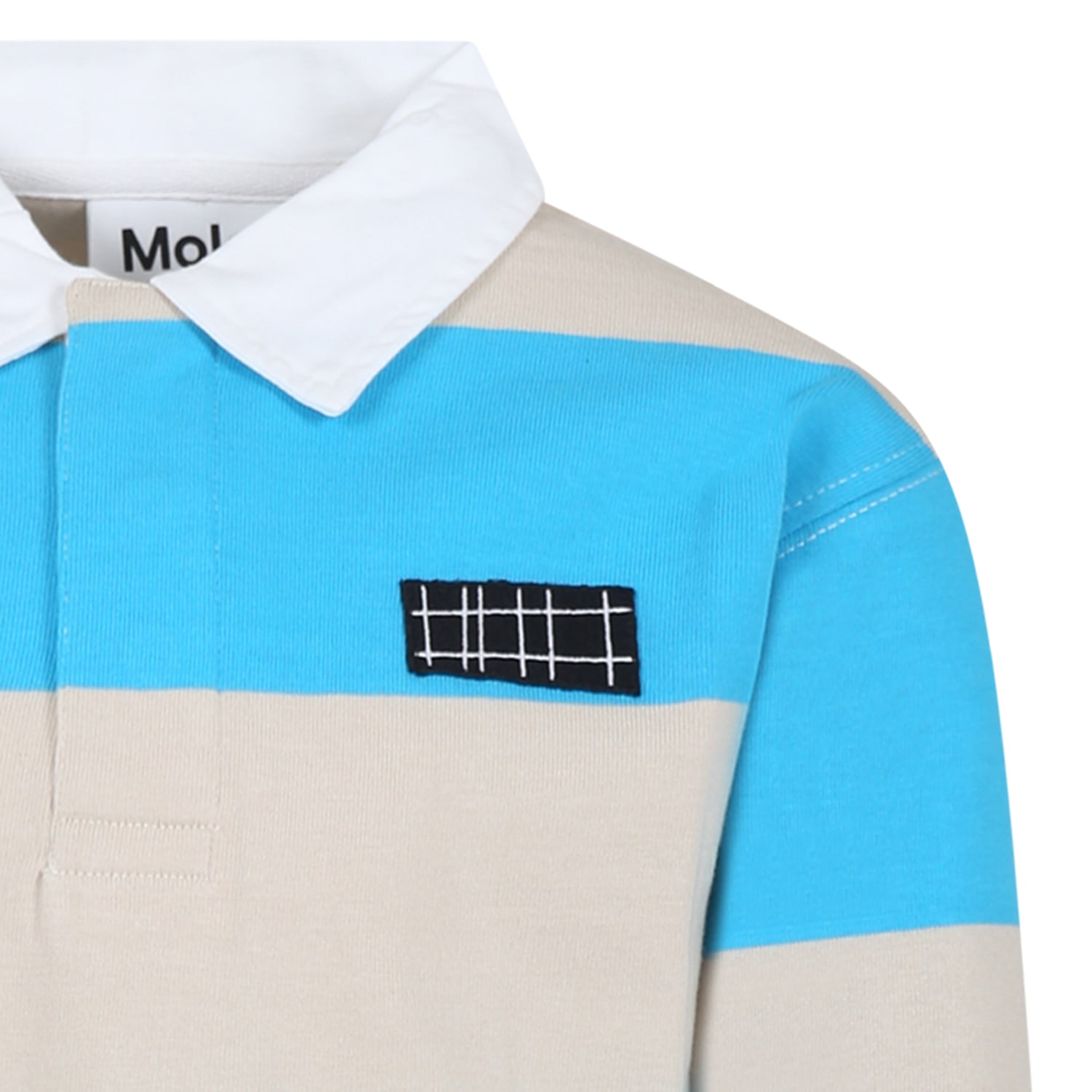 Shop Molo Light Blue Polo Shirt For Boy In Multicolor