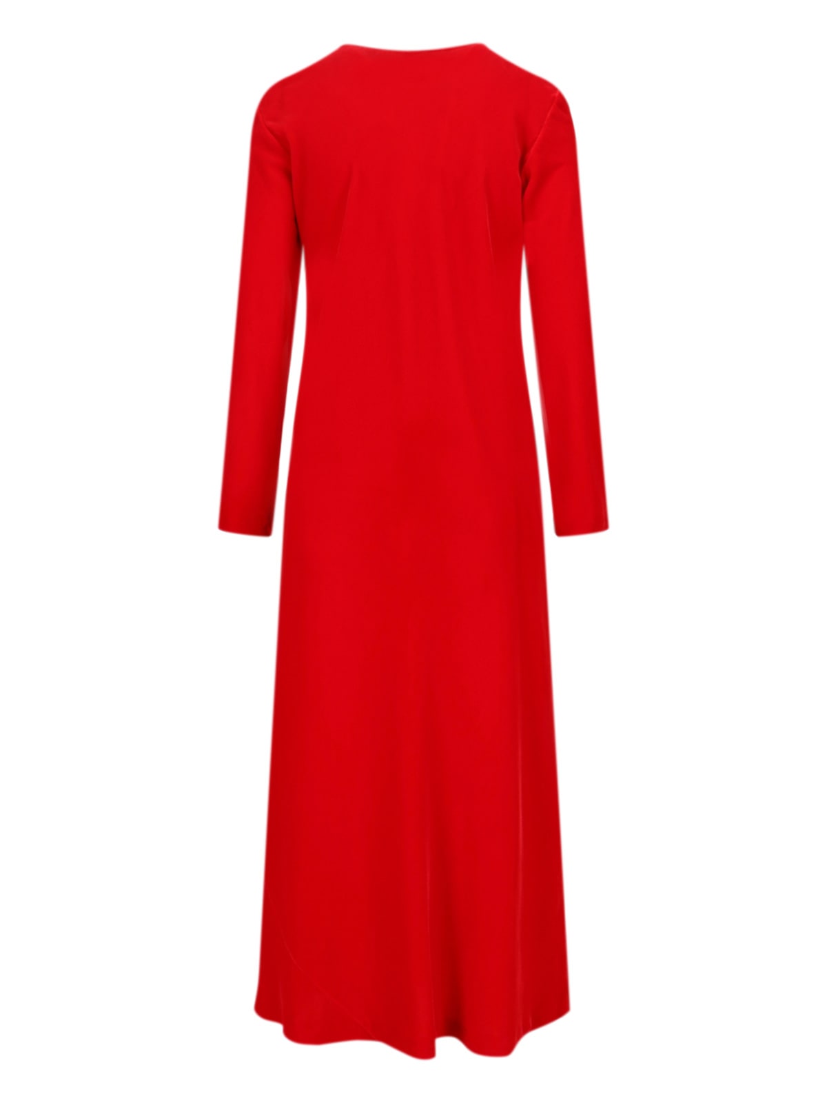 Aspesi Midi Dress With Round Neckline And Three-quarter Sleeves In Red