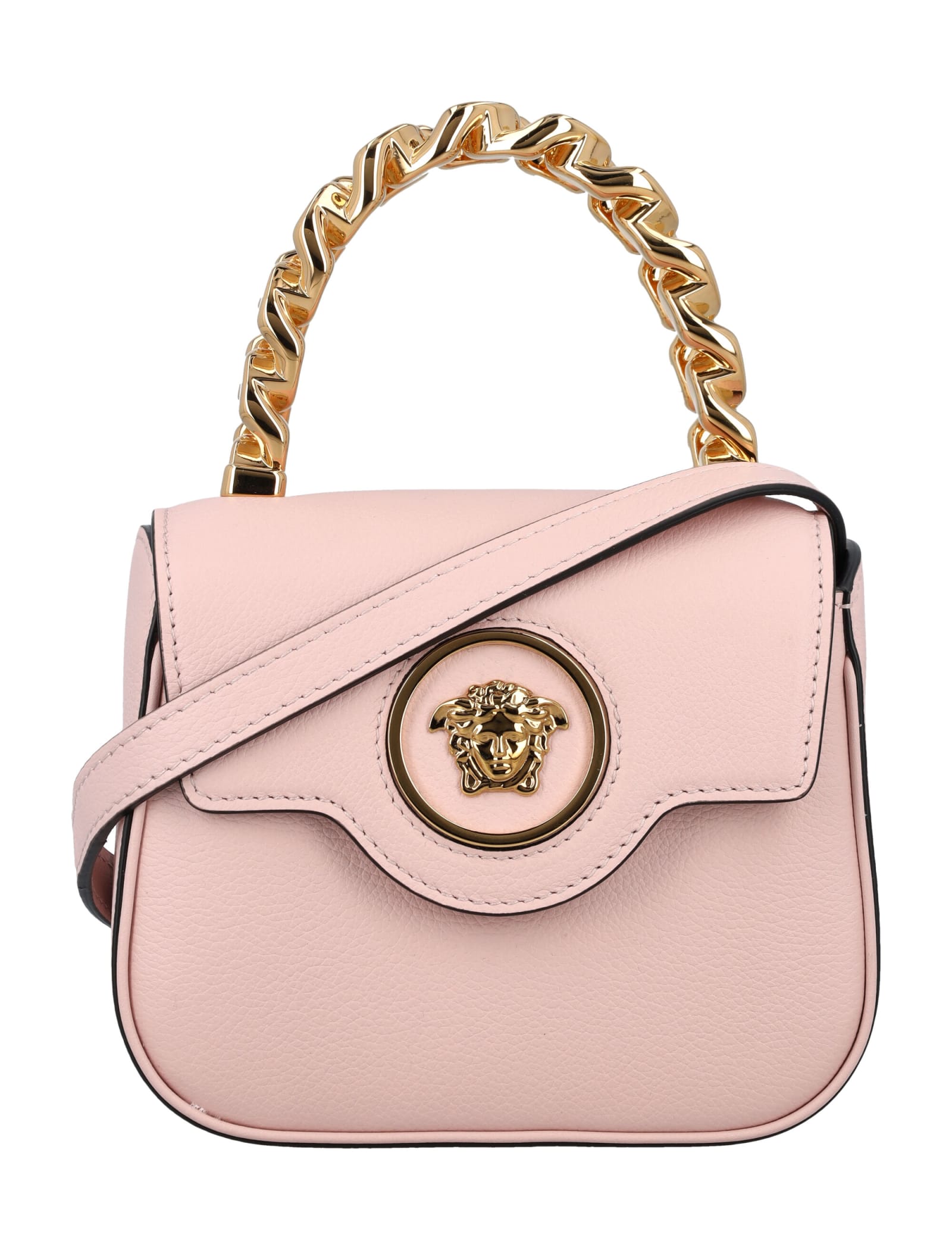 Shop Versace La Medusa Mini Top Handle Bag In Dusty Rose