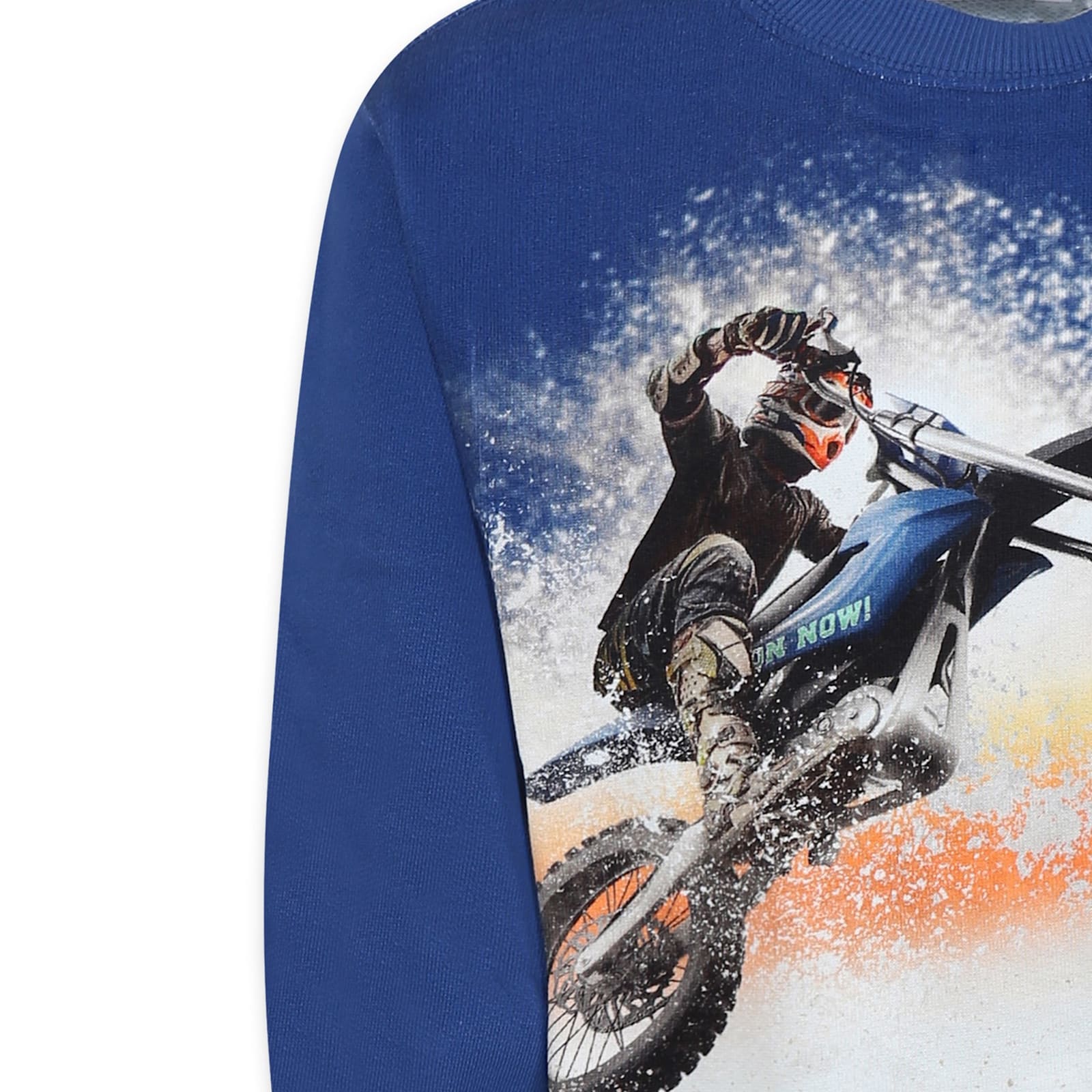 Molo Blue Sweatshirt For Boy With Motorcycle In Blue