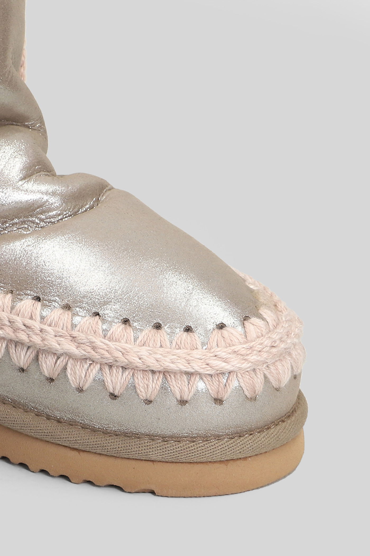 Mou Eskimo 18 Low Heels Ankle Boots In Grey Leather In Gray