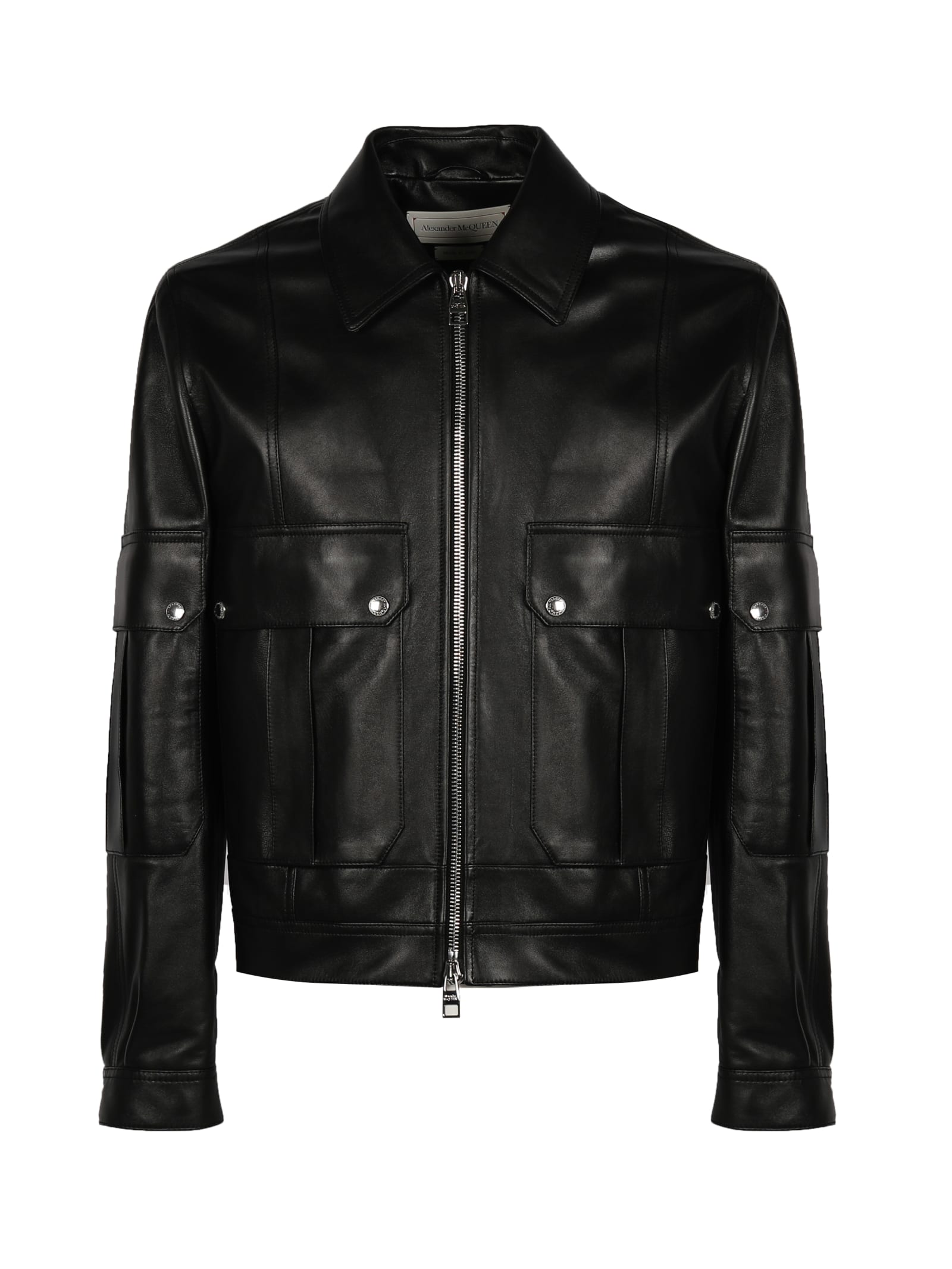 Alexander Mcqueen Leather Jacket In Black | ModeSens