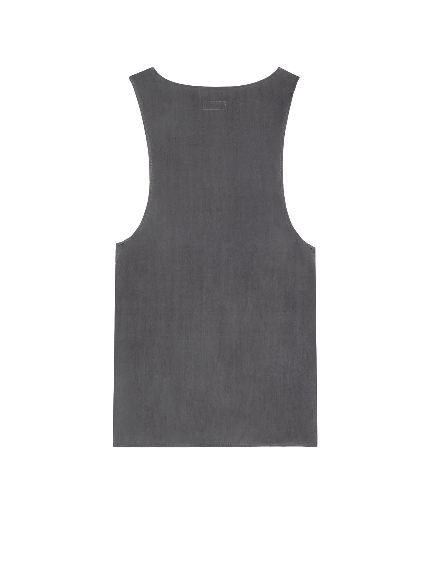 Shop Saint Laurent Henley Tank Top In Grey