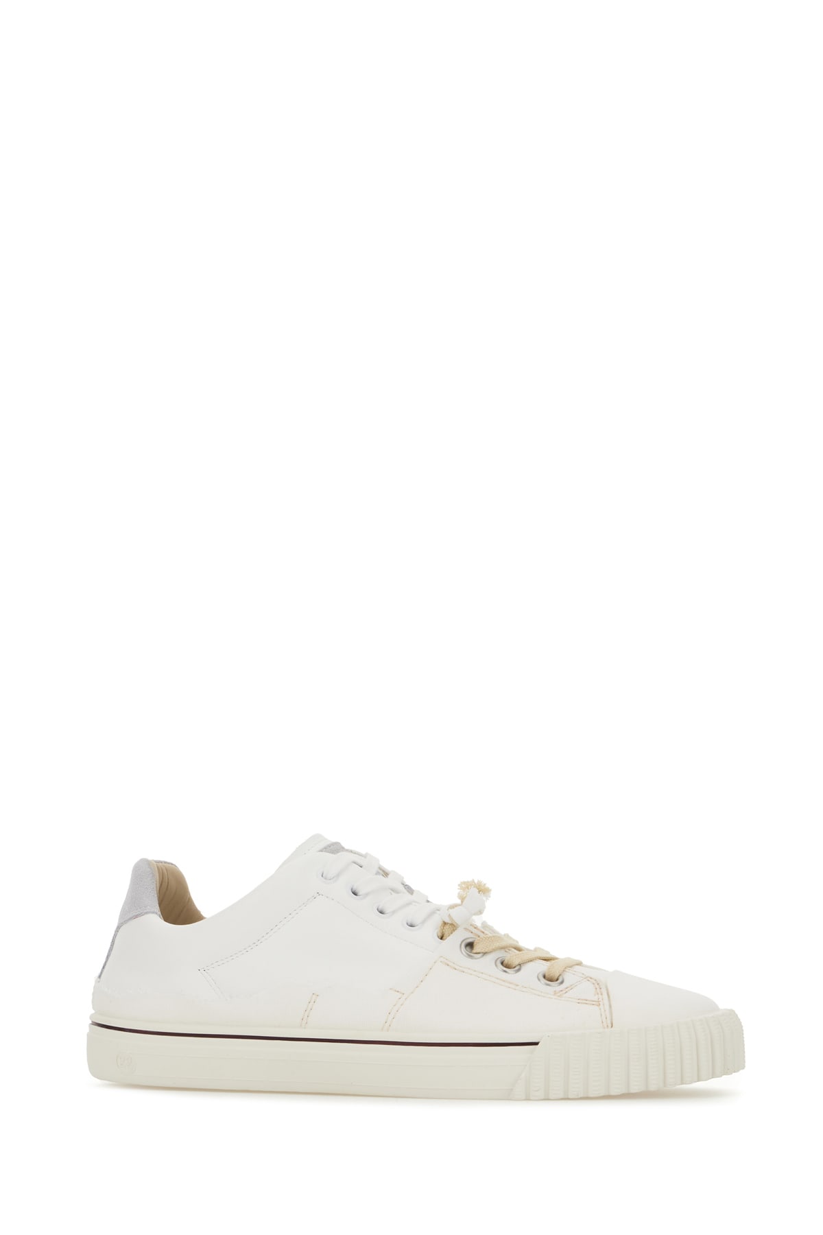 Shop Maison Margiela White Leather And Canvas Sneakers In H8548