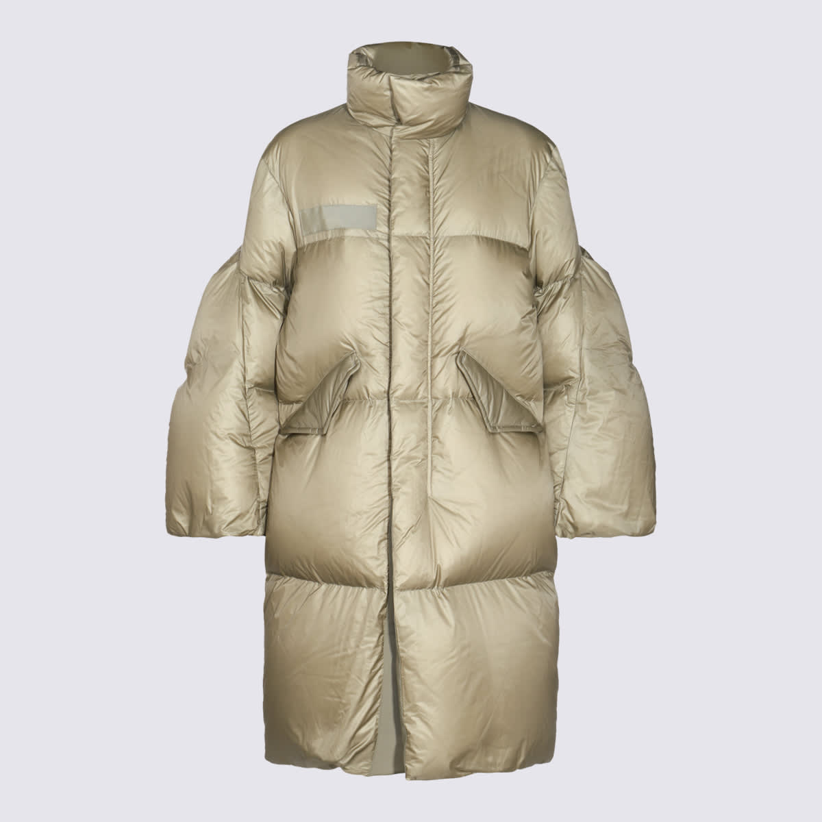 Sacai Long Down Jacket With Sculpted Sleeves In L/khaki
