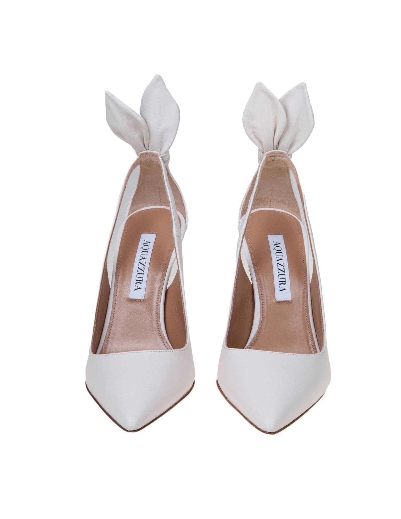 Aquazzura Pumps With Bow Detail And Pointed Toe In White