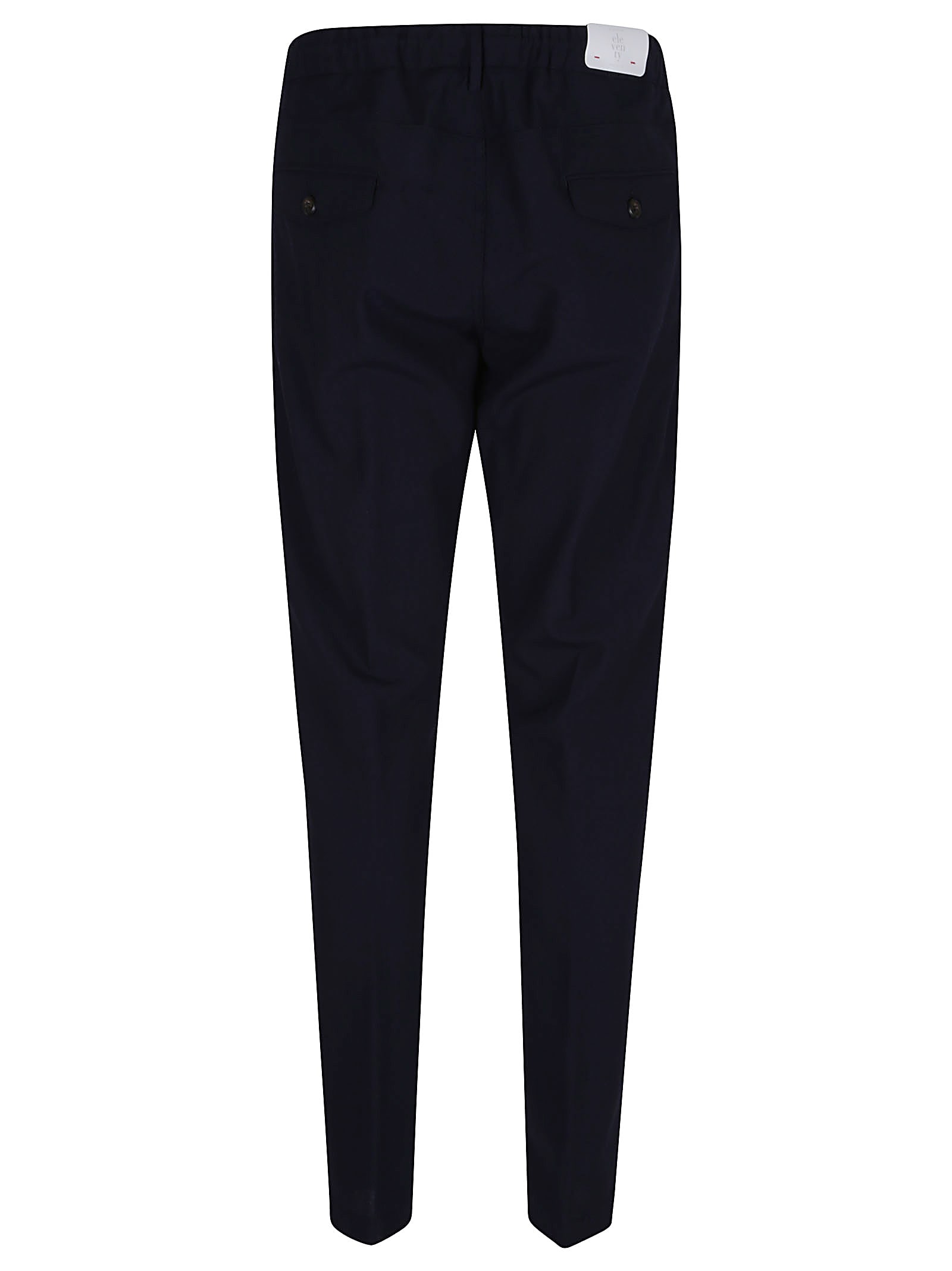 Eleventy Drawstring Waist Tapered Leg Trousers With Back Pockets