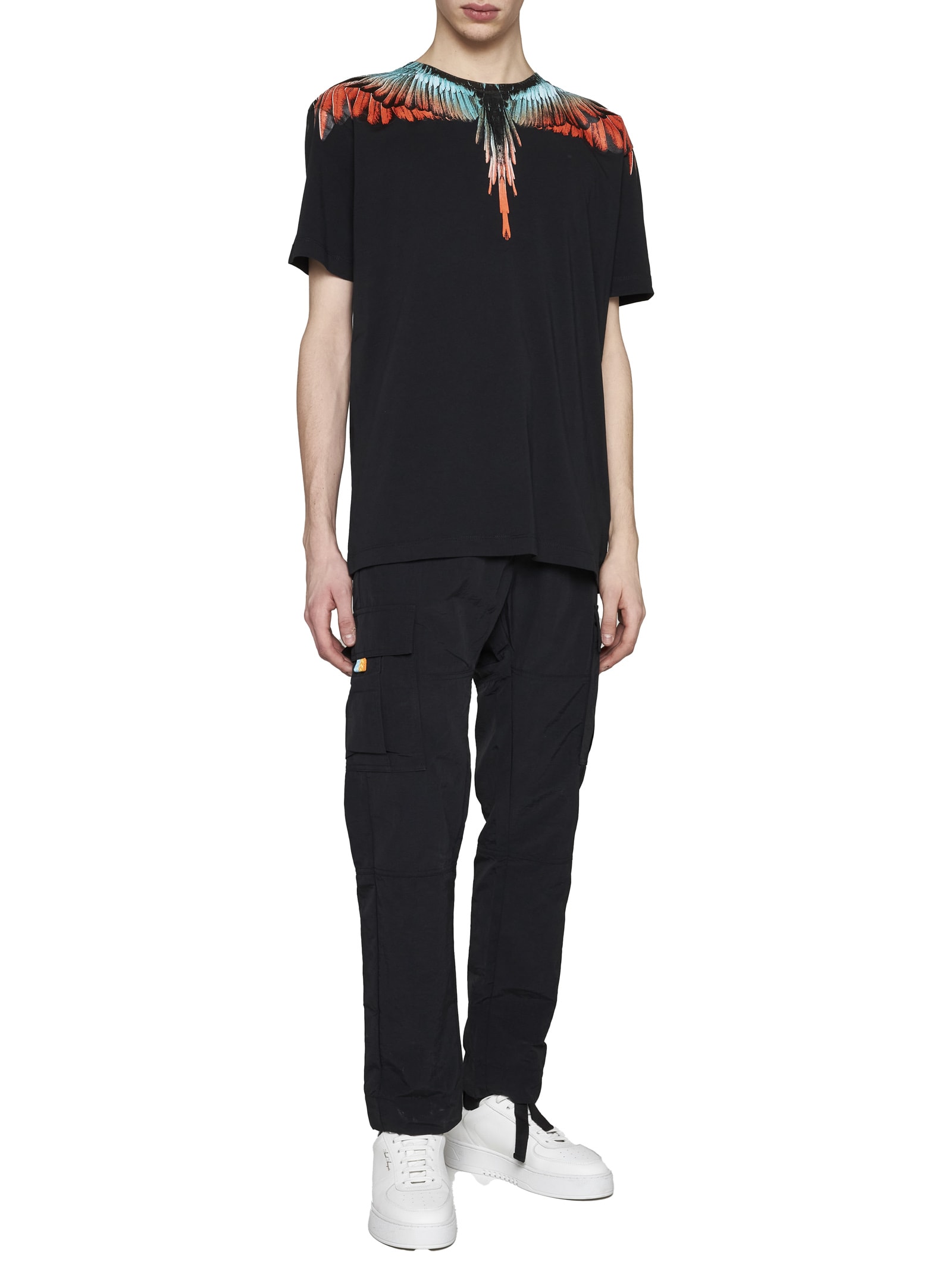 Marcelo Burlon County Of Milan Marcelo Burlon Nylon Cargo Pants In Black White