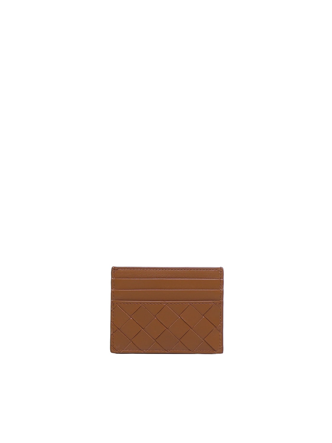 Bottega Veneta Brown Intrecciato Leather Cardholder In Wood