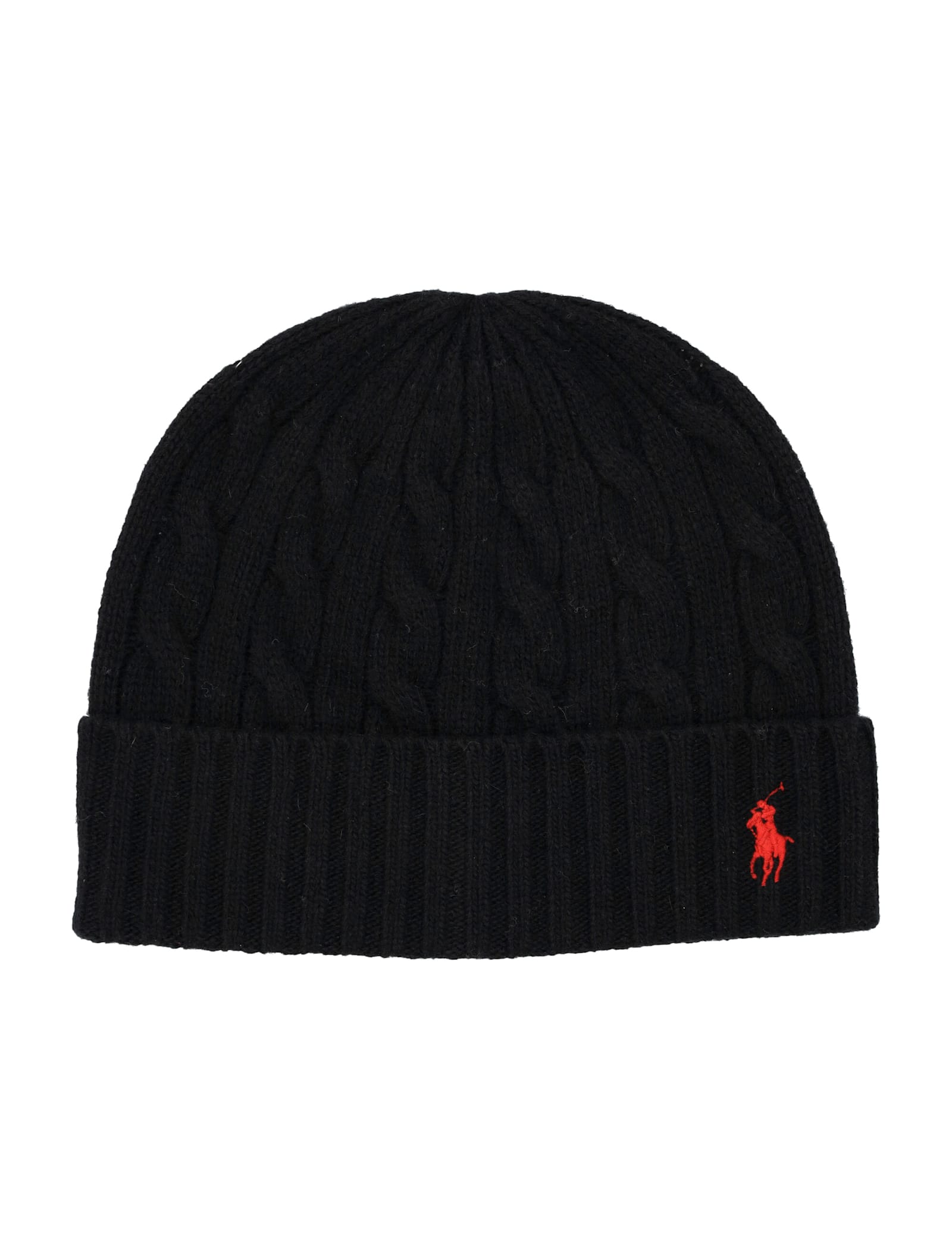 Shop Polo Ralph Lauren Cable Knit Beanie In Black