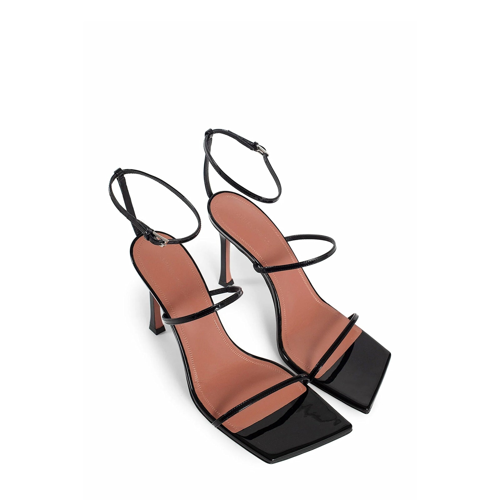 Amina Muaddi Black Patent Calf Leather Maya Sandals In Black