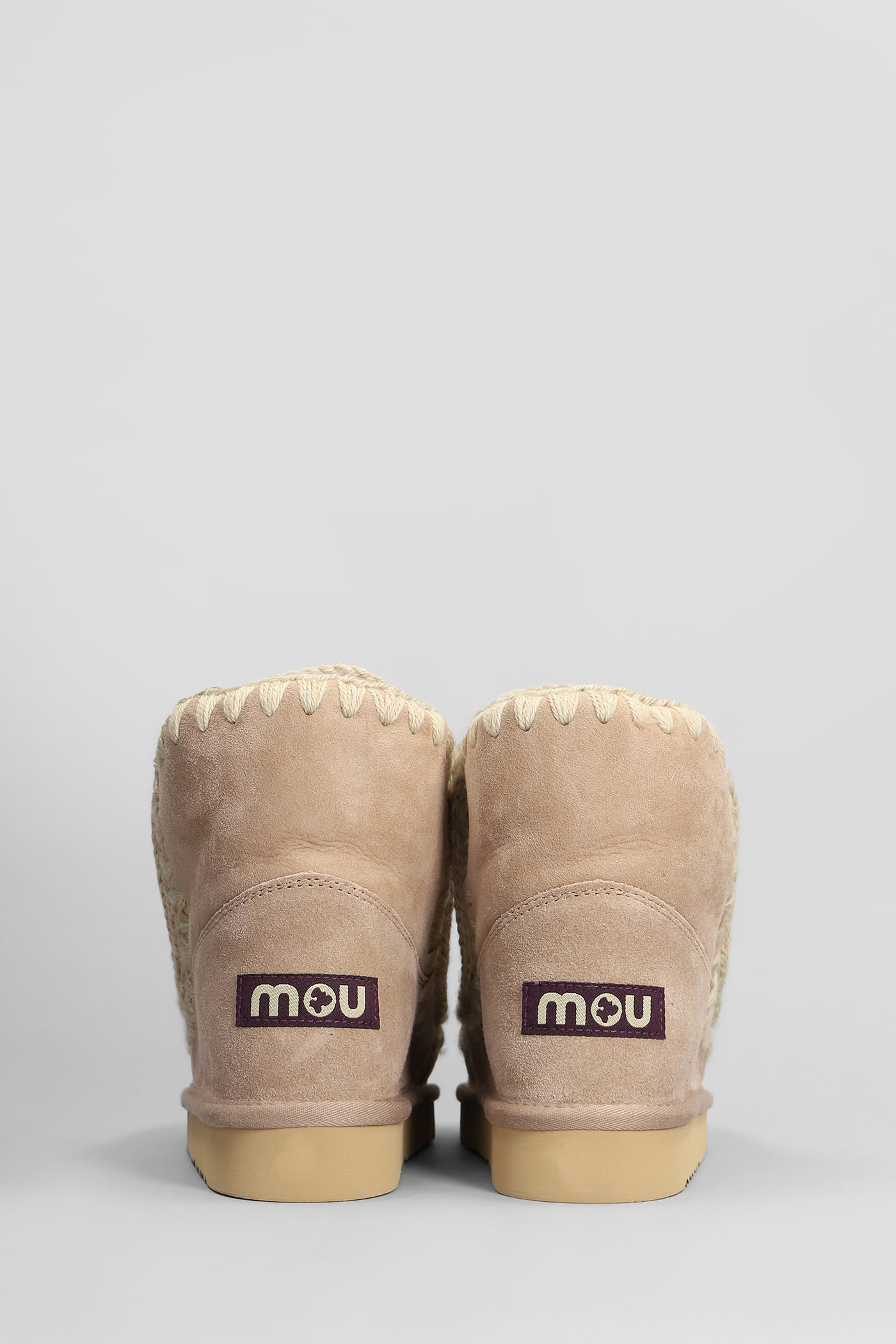 Shop Mou Eskimo 18 Low Heels Ankle Boots In Camel Suede