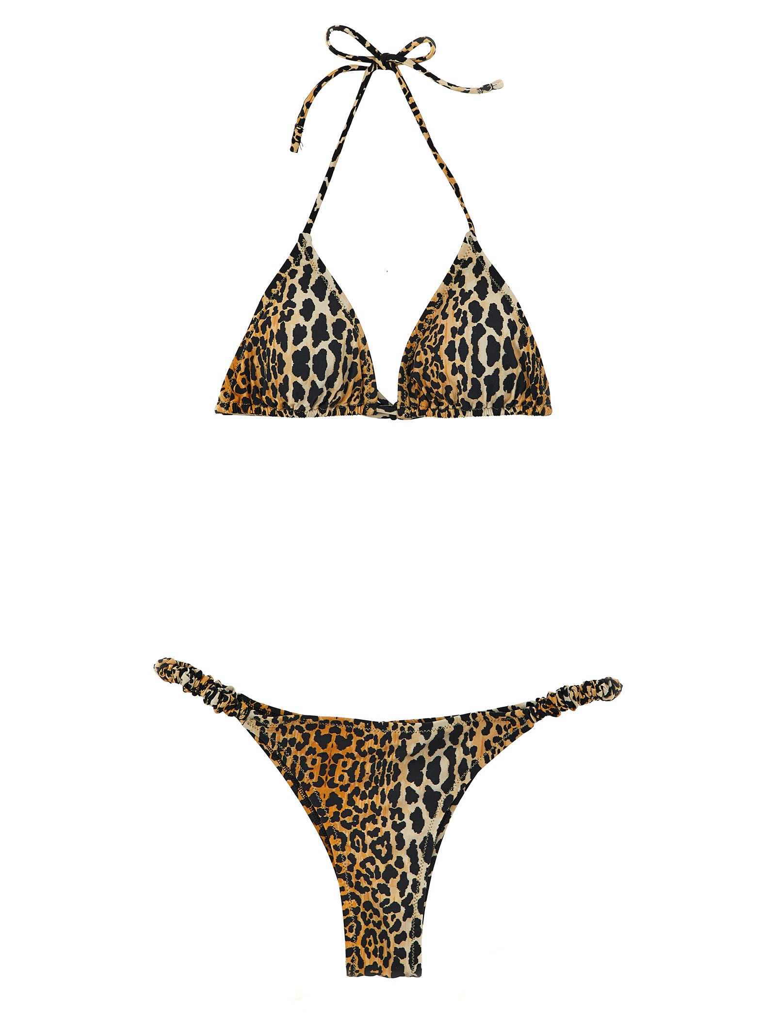 Shop Reina Olga Scrunchie Set Bikini In Leopardo