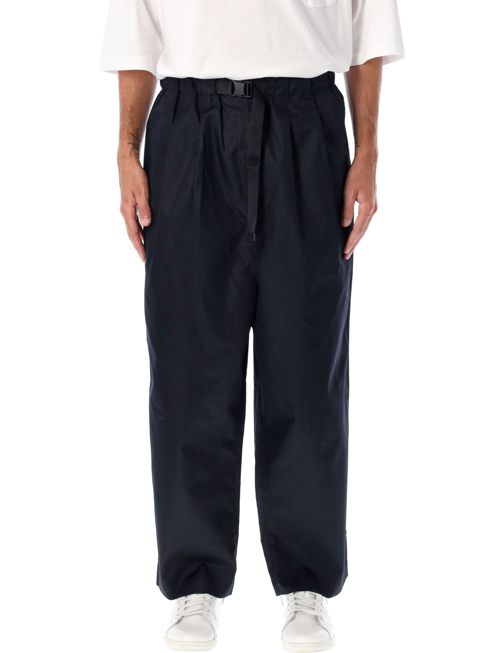 Shop Comme Des Garçons Homme Deux Cotton Belted Pants In Navy