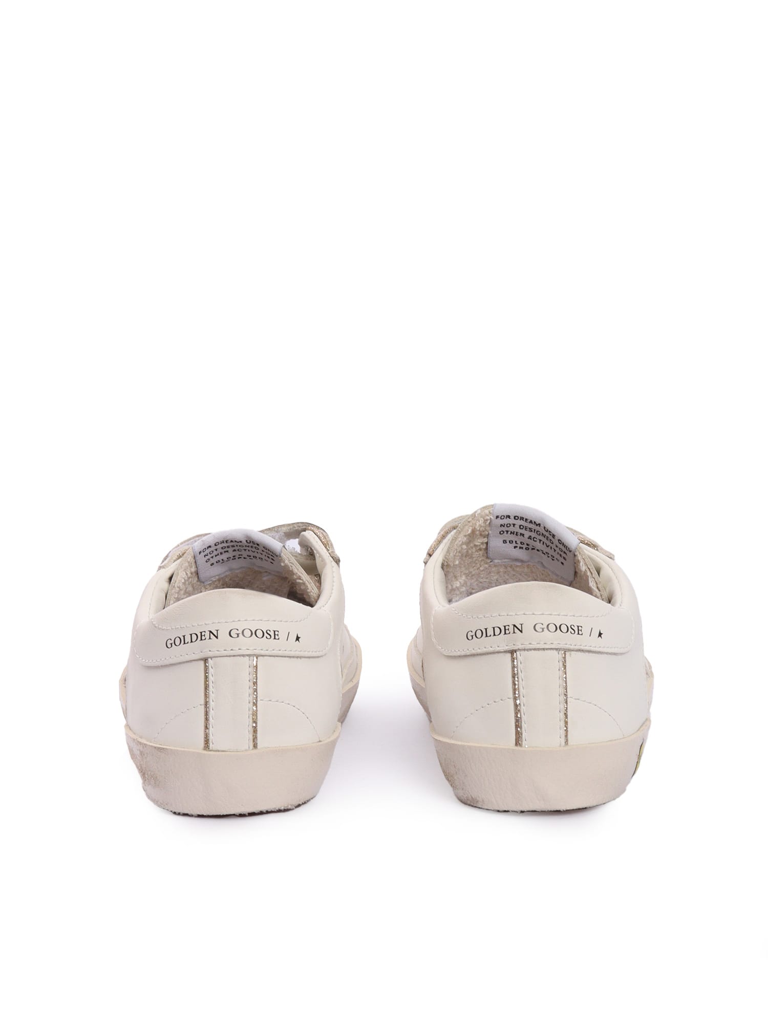 Golden Goose Old School Leather Upper Toe Star And Heel With Gllitter Piping Sneakers In White