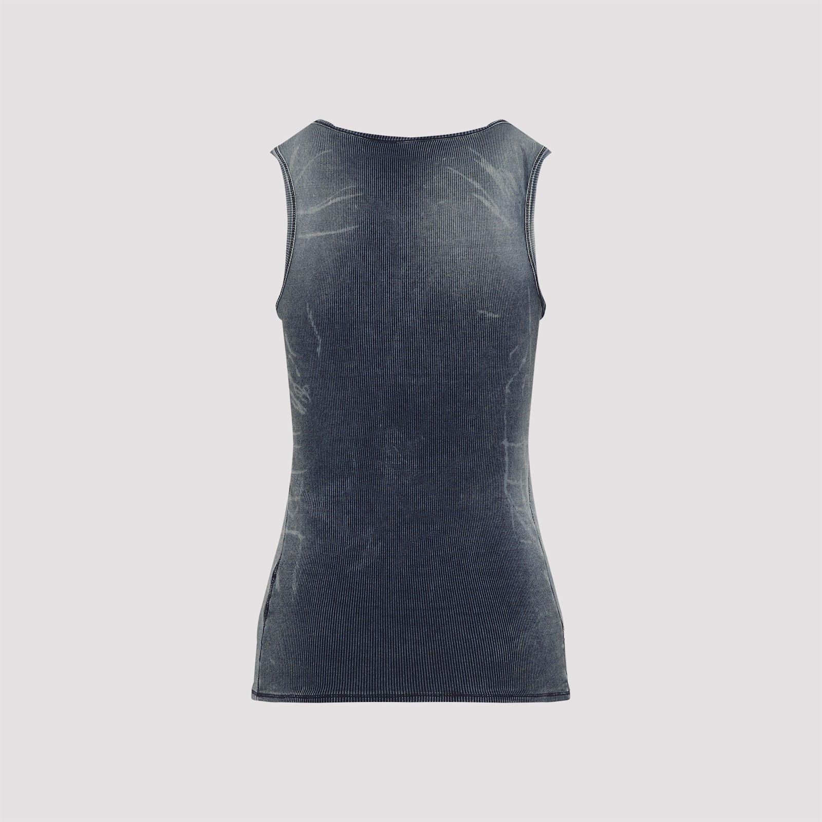 Diesel Sleeveless Ribbed Round Neck T-shirt In Blue