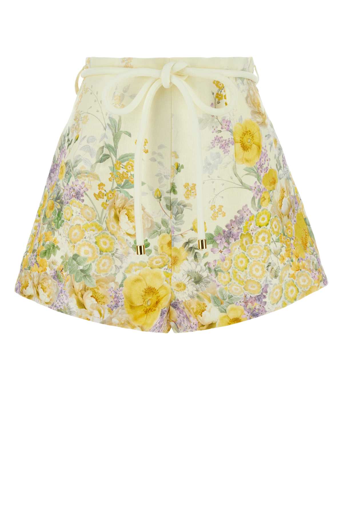 Shop Zimmermann Shorts In Lino Stampato In Citrusgardenprint