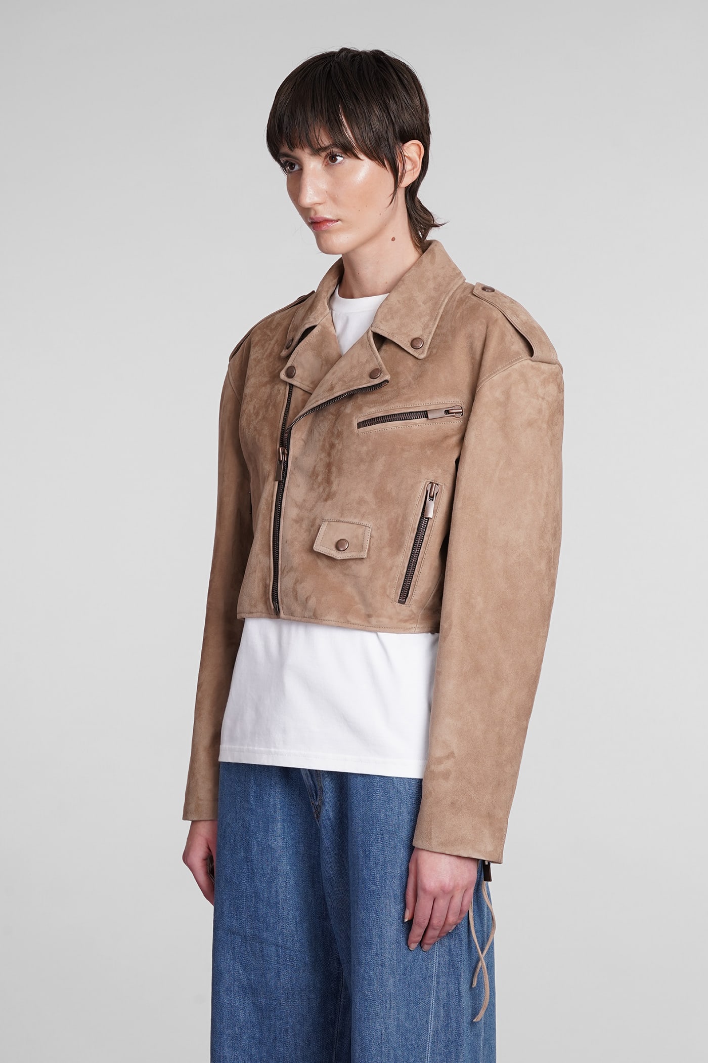 Shop Magda Butrym Biker Jacket In Brown Leather