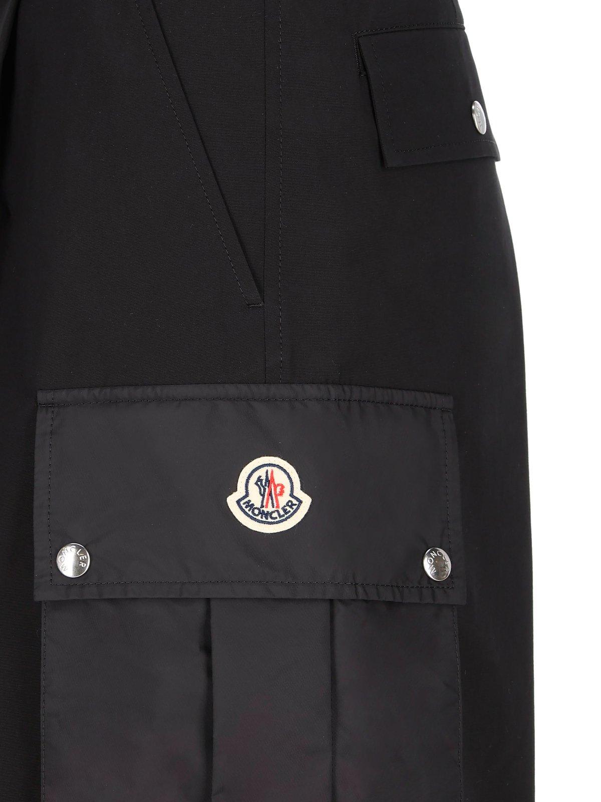 Shop Moncler Button Detailed Logo Patch Shorts In Black