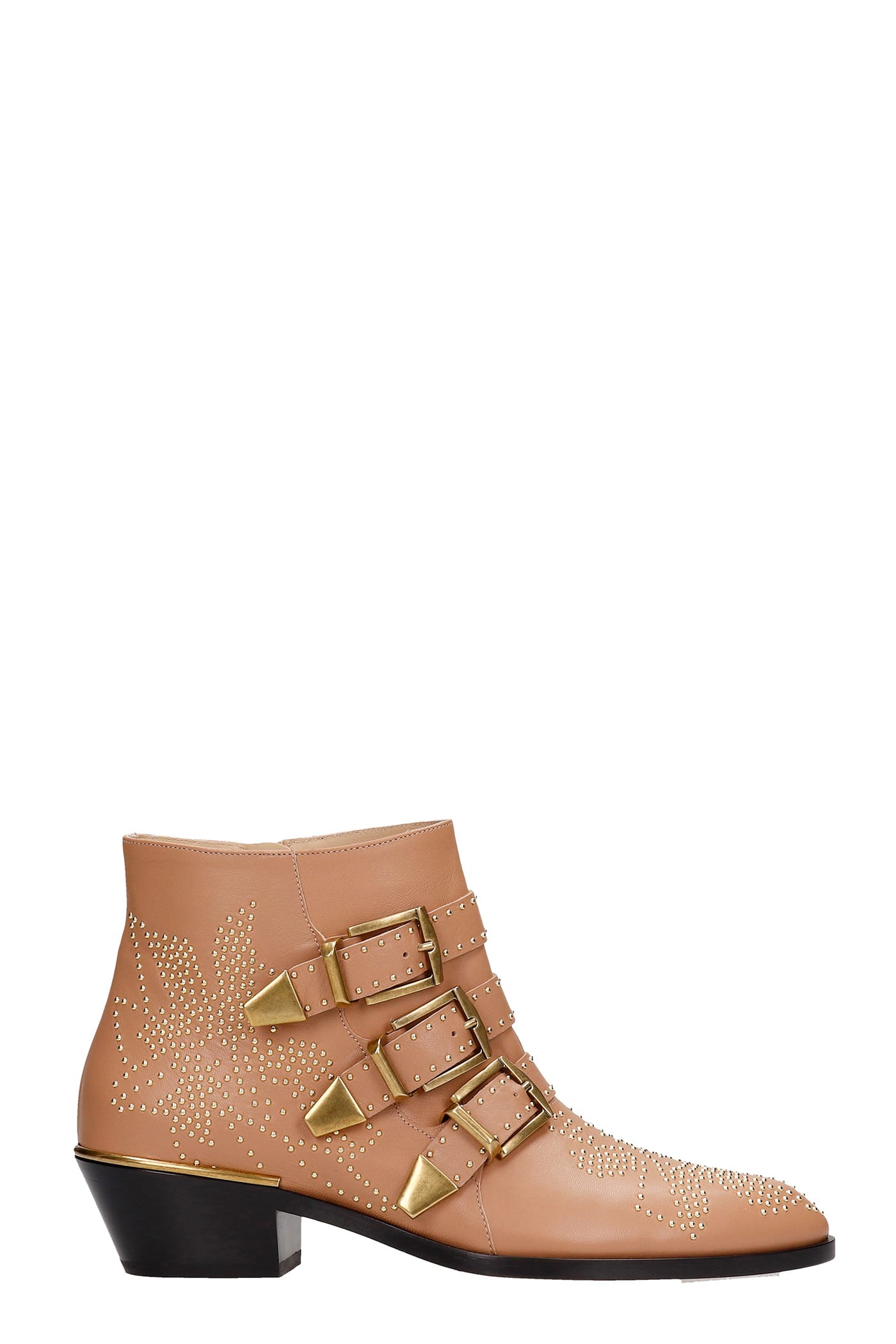 CHLOÉ CHLOÉ SUSANNA LOW HEELS ANKLE BOOTS IN POWDER LEATHER,CHC16A1347526U