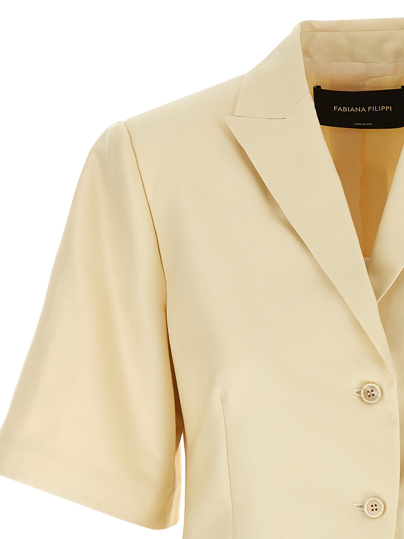 Shop Fabiana Filippi Short Sleeve Blazer In White