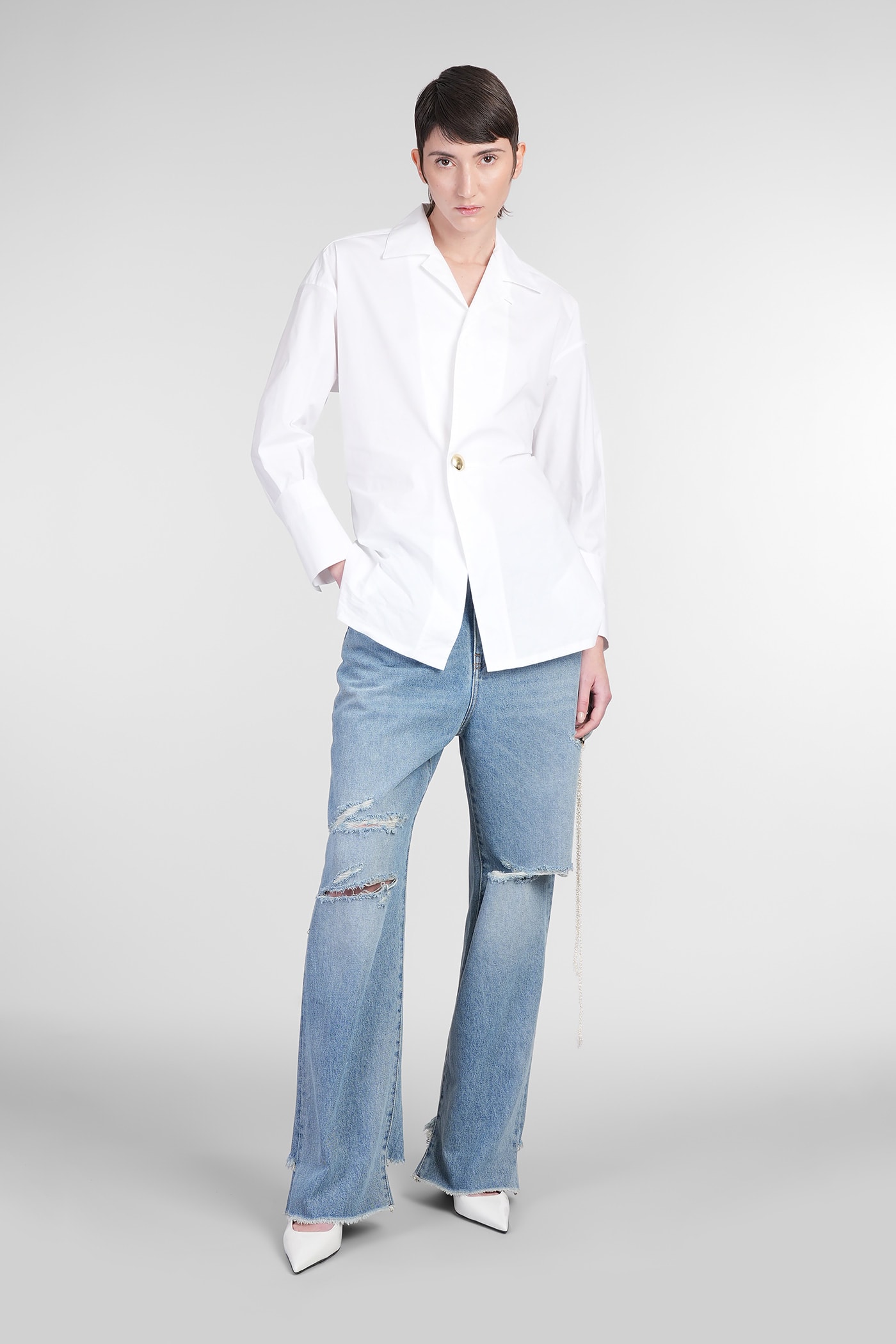 Darkpark Popeline Tunic Style Jodie Shirt Shirts White In White