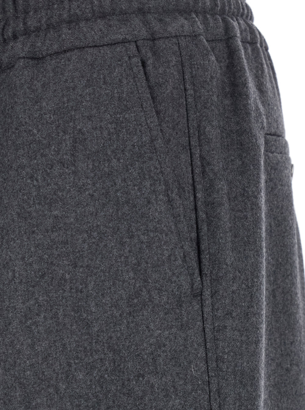 Drôle De Monsieur Le Pantalon Élastiqué Grey Pants With Elastic Drawstring Waist In Wool Blend Stretch Man In Black