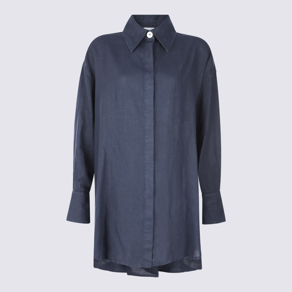 Shop Malo Black Linen Shirt