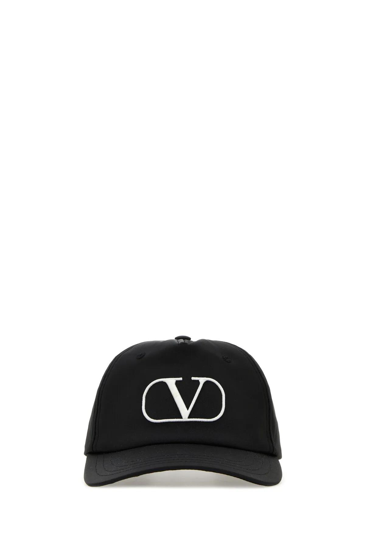 Shop Valentino Black Polyester Blend Baseball Cap