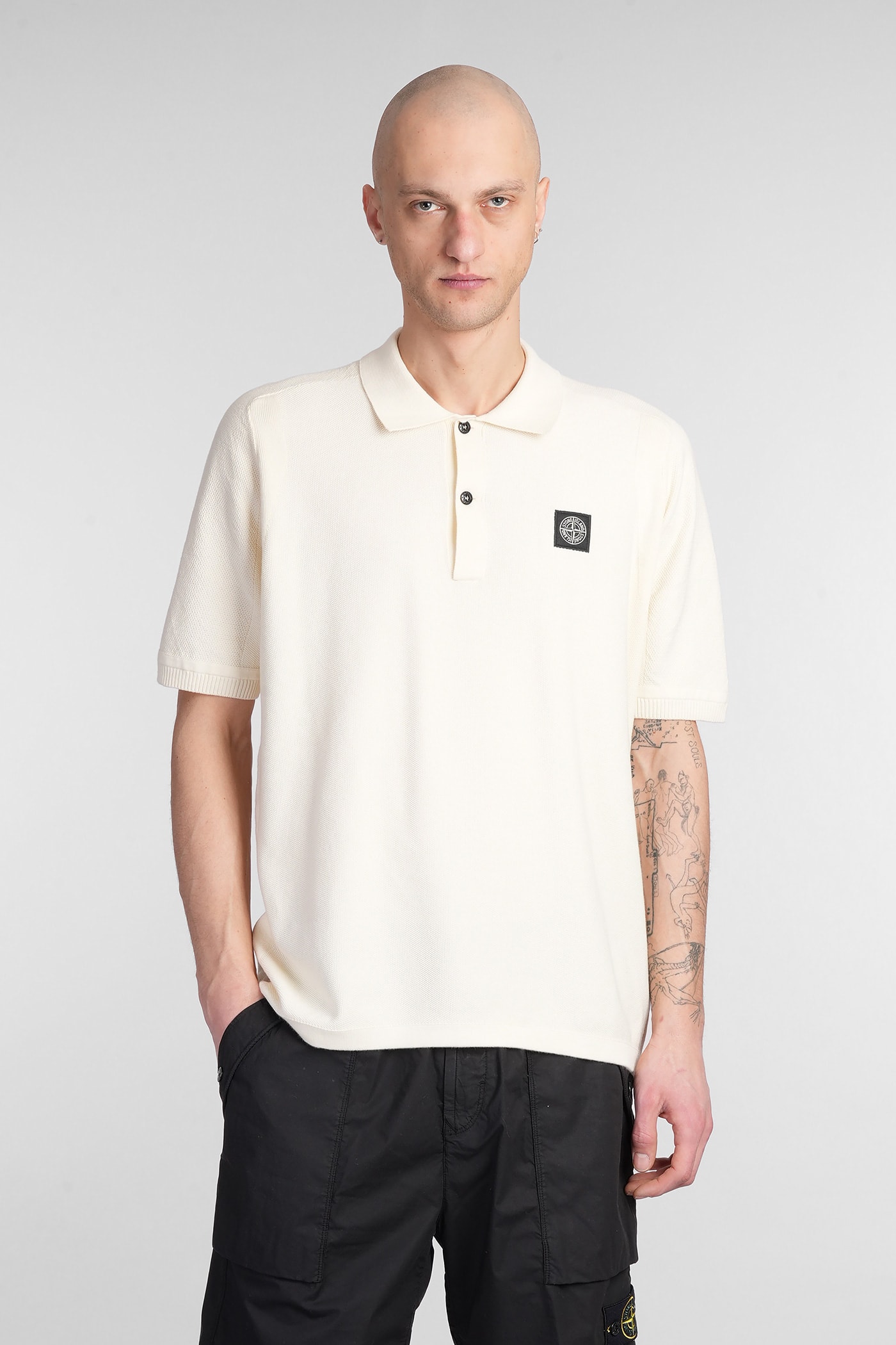 Stone Island Polo In Beige Cotton