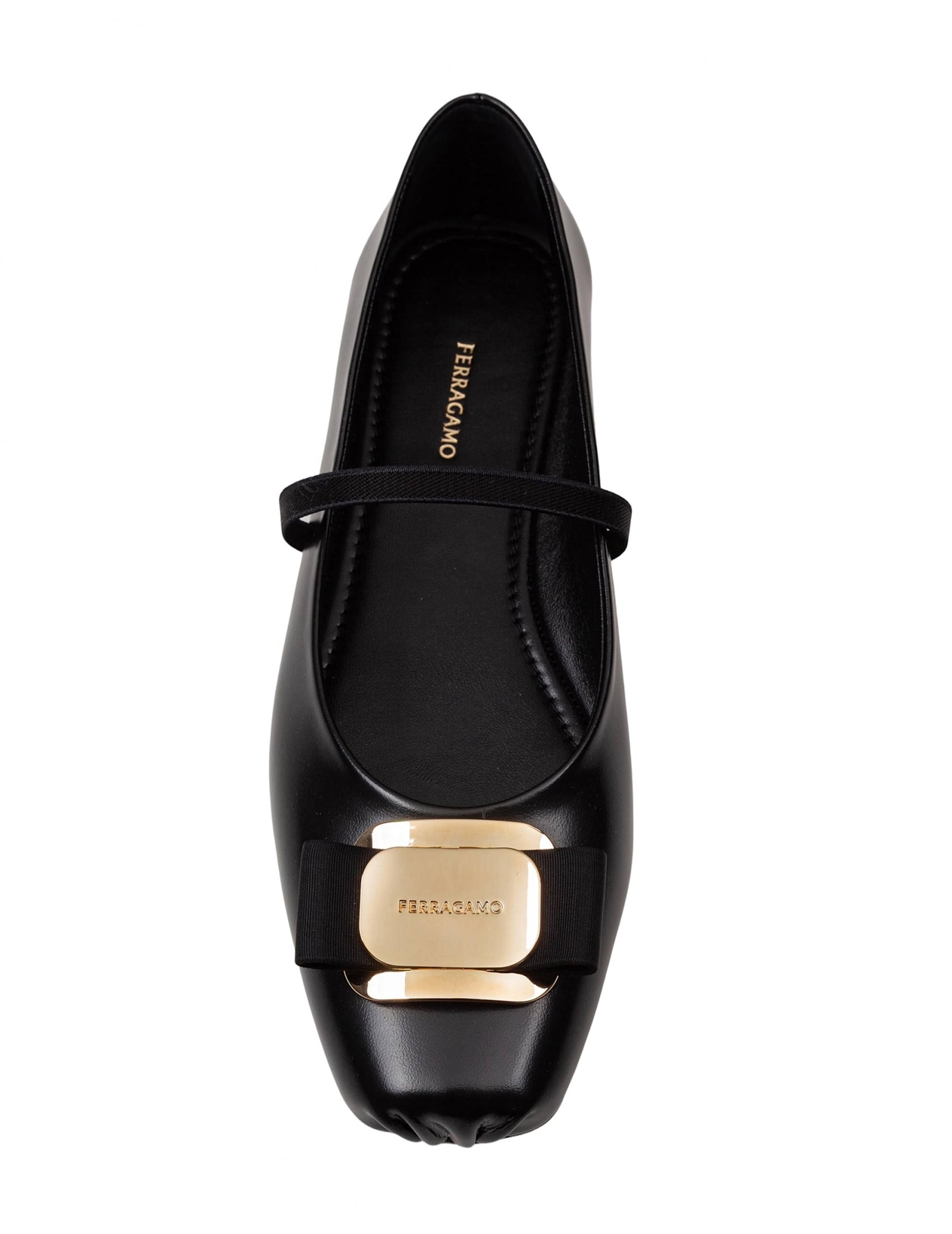 Shop Ferragamo Zina Ballerina In Black Color Leather
