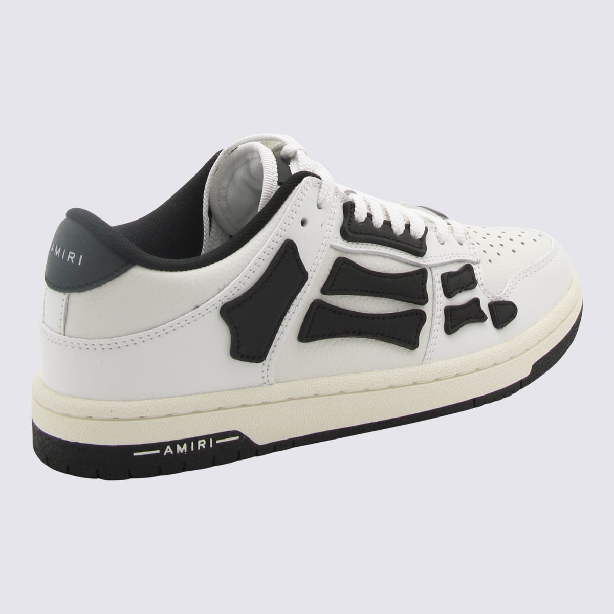 Shop Amiri White And Black Leather Chunky Skel Low Top Sneakers