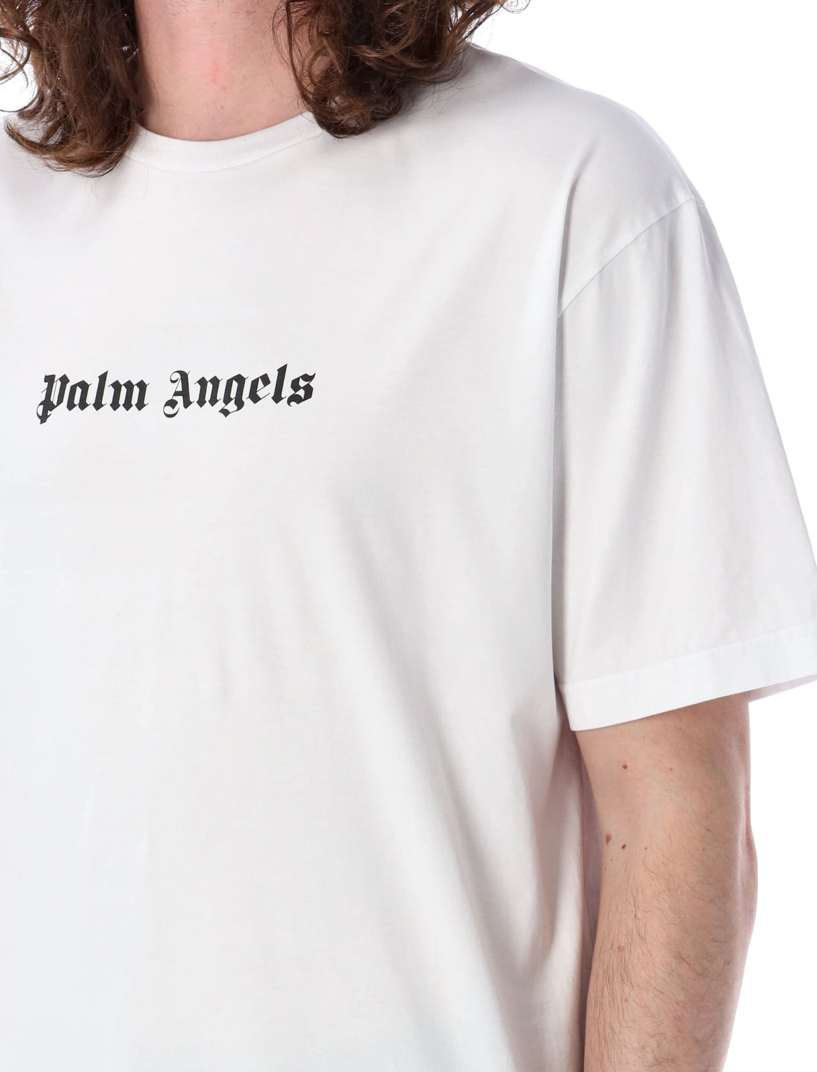 Shop Palm Angels Logo Slim Tee In White