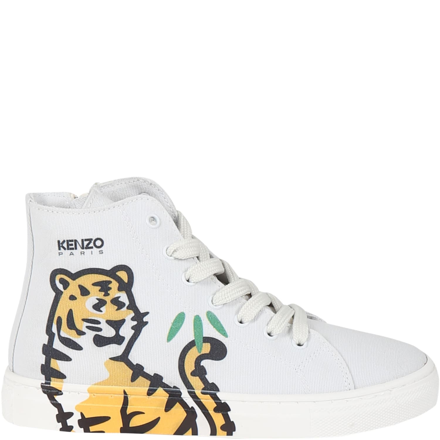 Shop Kenzo Beige Sneakers For Kids With Kotora And Logo