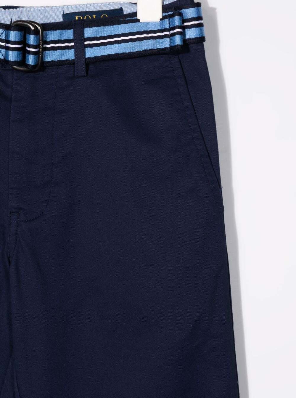 Shop Ralph Lauren Polo  Kids Boys Blue Cotton Trousers With Belt In Navy