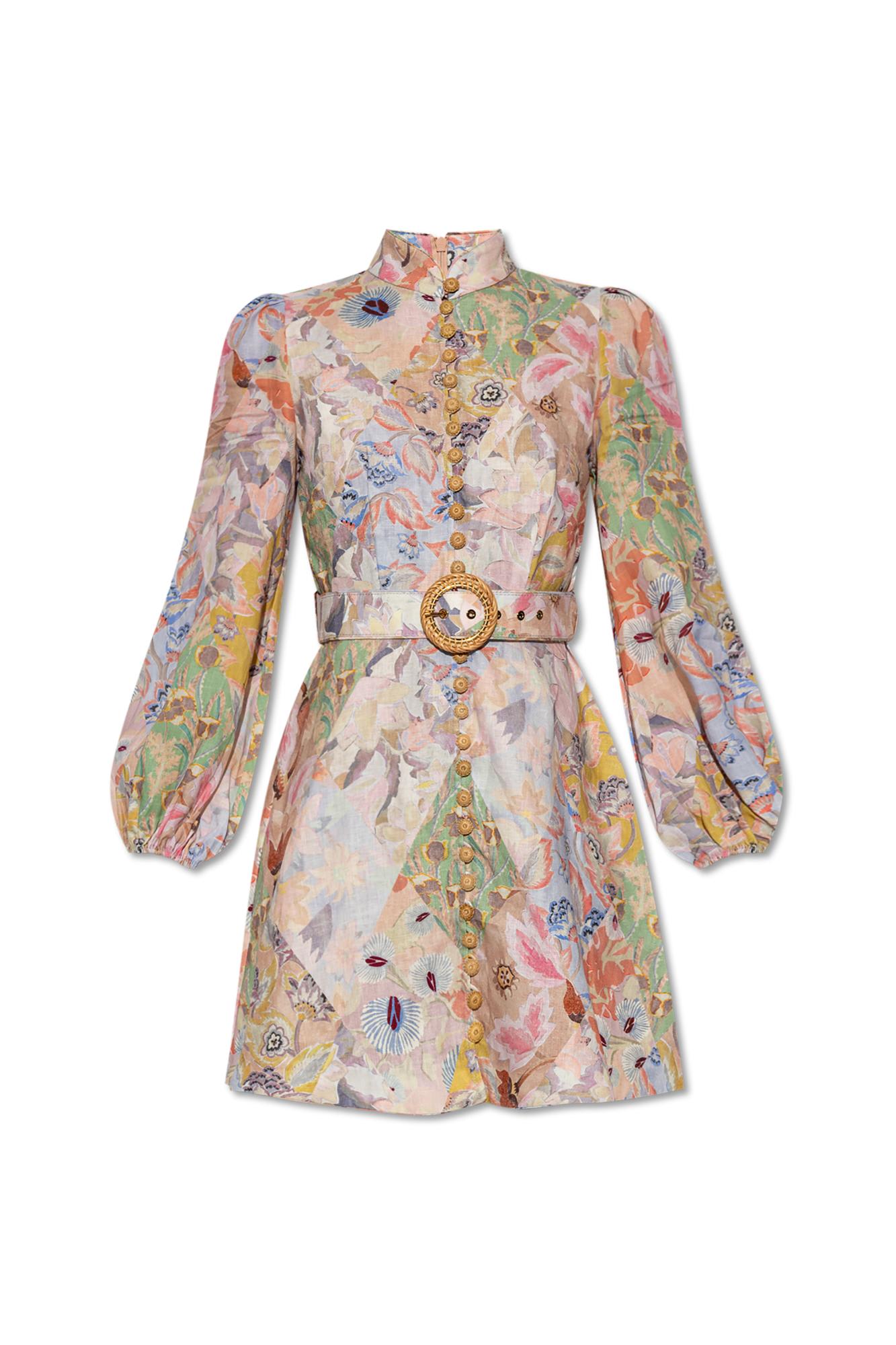 Shop Zimmermann Linen Dress In Multicolor