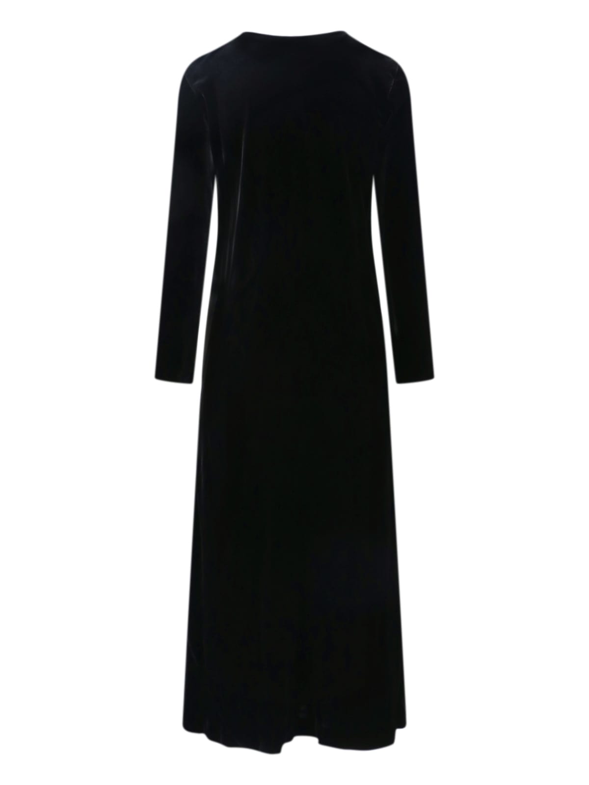 Aspesi Velvet Dress With Long Sleeves And Round Neckline In Black