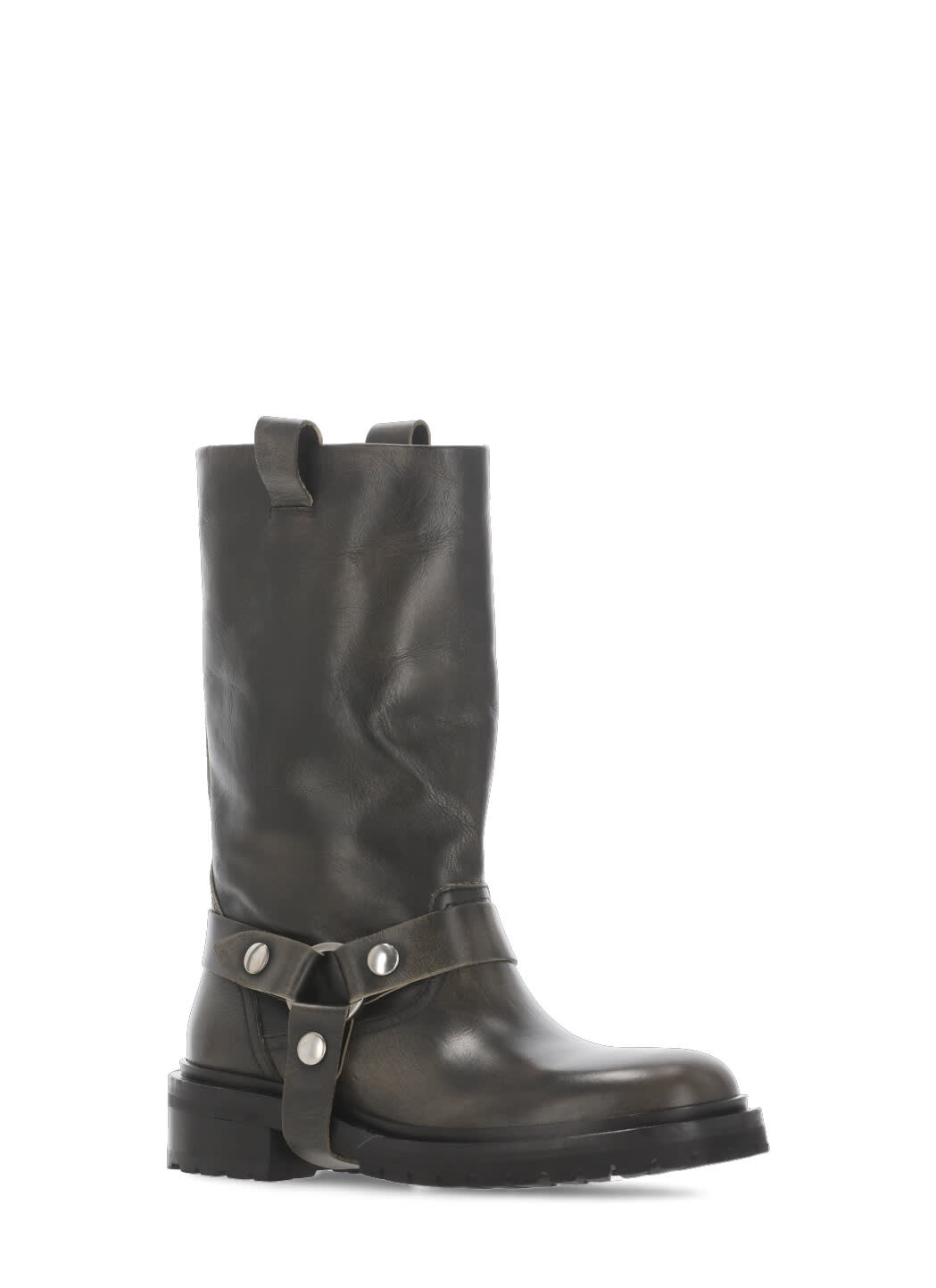 Golden Goose Kurt Chunky Low Heels Ankle Boots In Brown Leather In Black